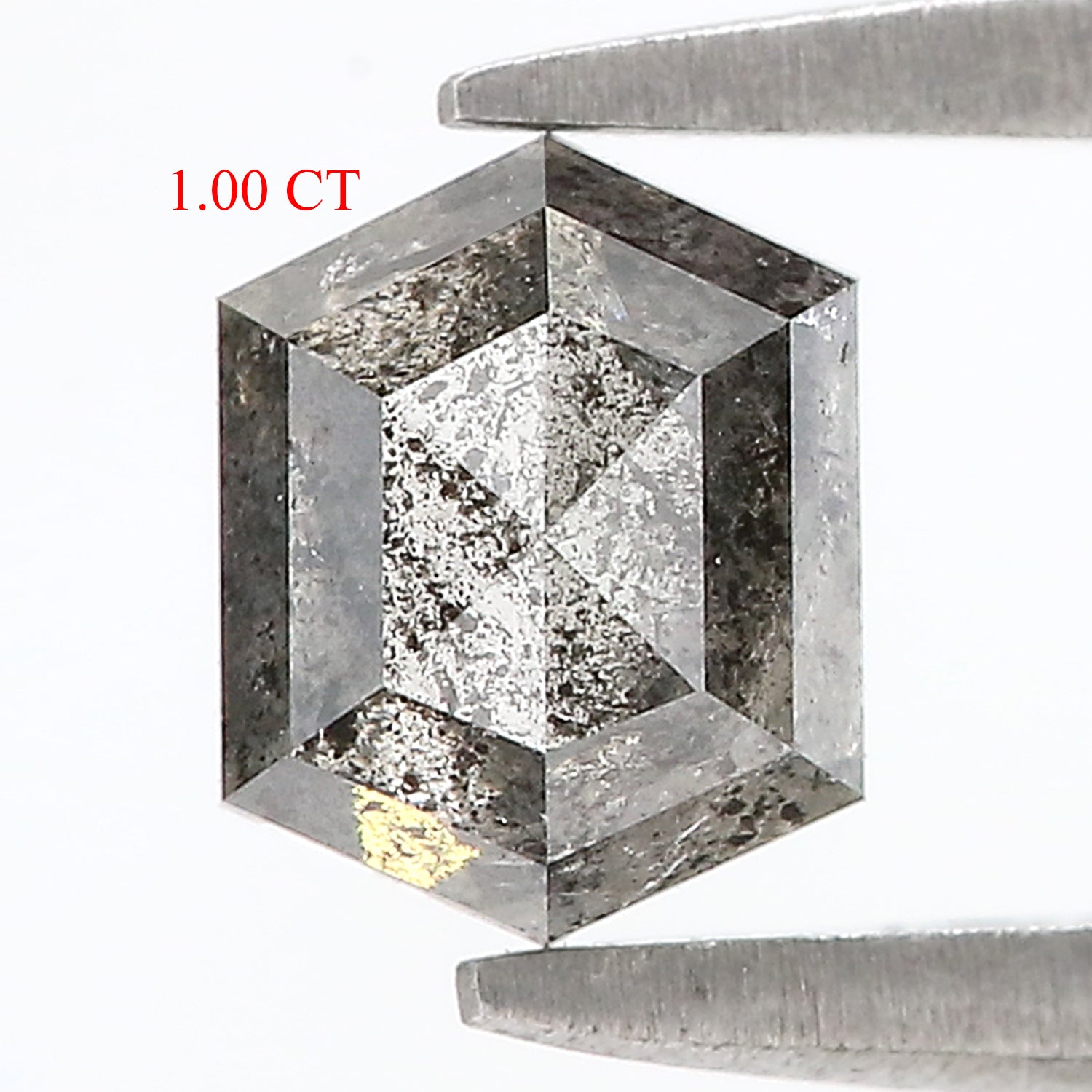 1.00 CT Natural Loose Hexagon Shape Diamond Salt And Pepper Hexagon Diamond 6.35 MM Black Grey Color Hexagon Shape Rose Cut Diamond KDL276