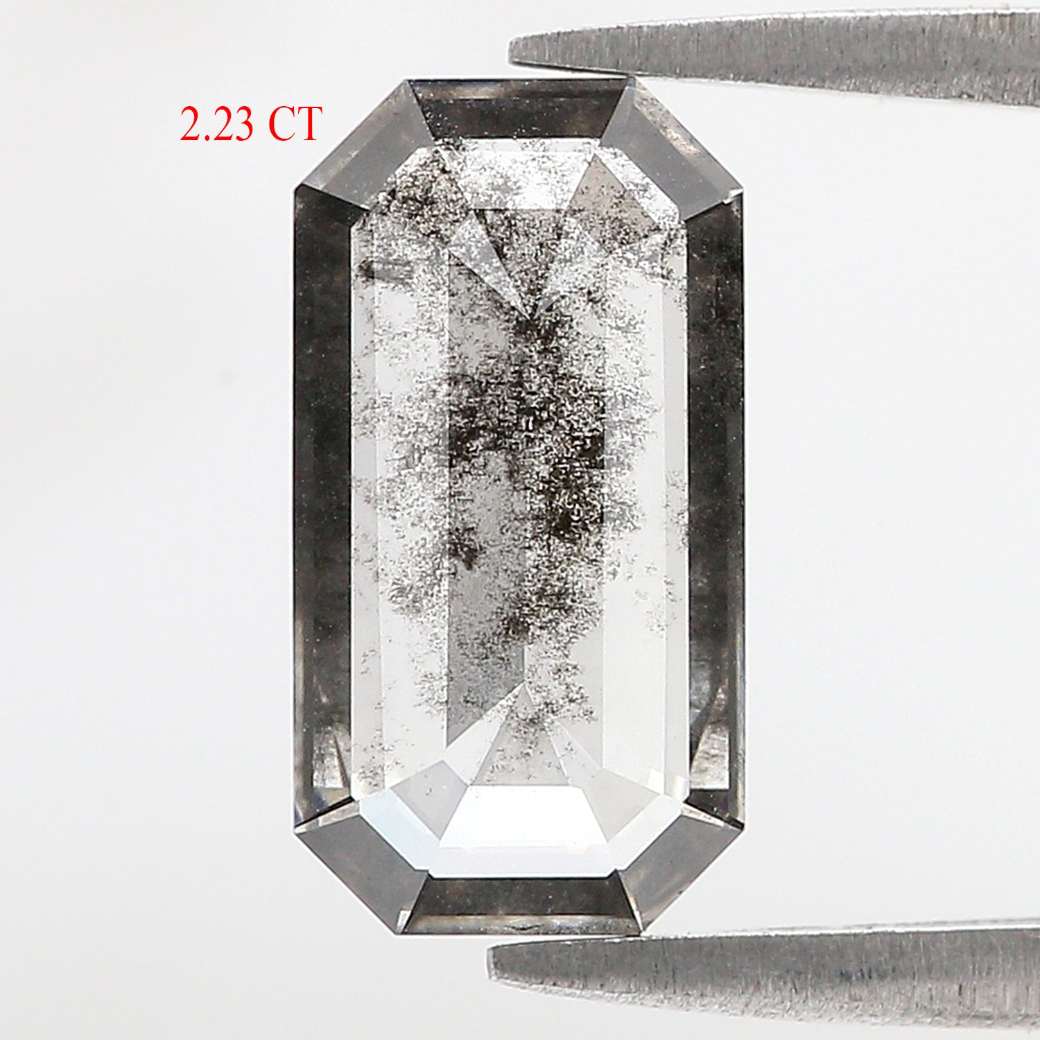 2.23 CT Emerald Rose Cut Salt And Pepper Lab Grown 12.90 MM Loose Diamond CVD Fancy Black Grey Color Lab Created Antique Cut Diamonds L3521