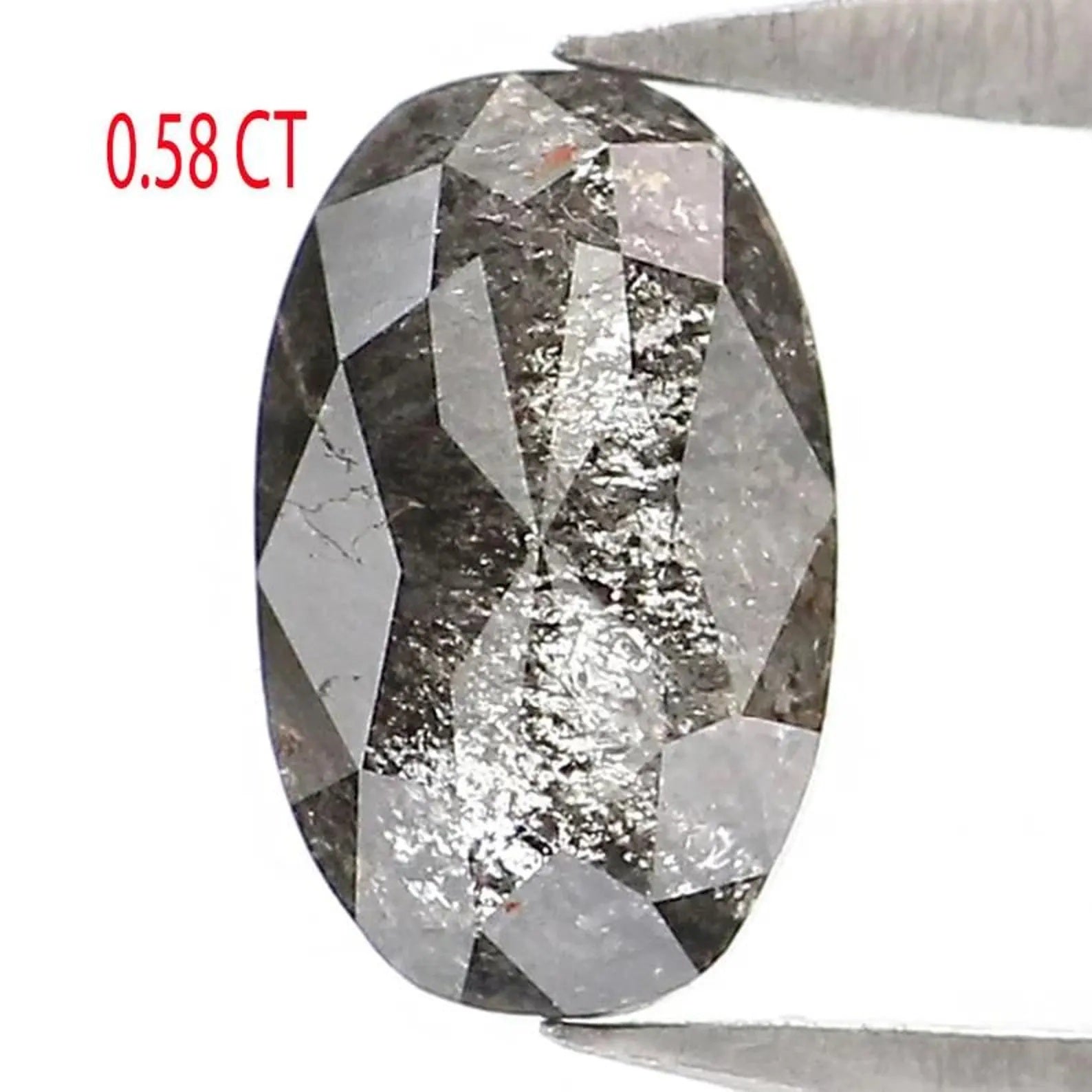 0.58 CT Natural Loose Oval Shape Diamond Salt And Pepper Oval Diamond 6.50 MM Natural Loose Black Grey Color Oval Rose Cut Diamond NQ2040