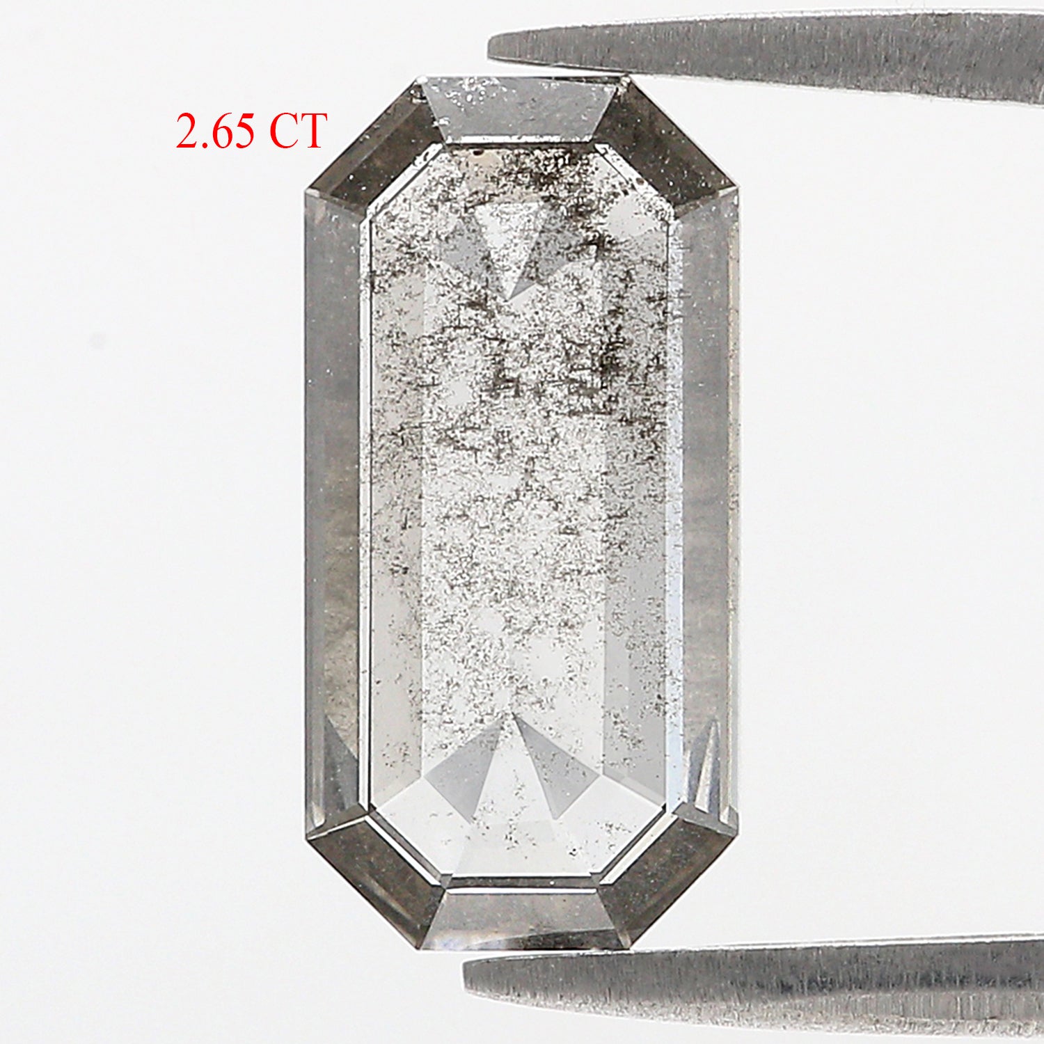 2.65 CT Emerald Rose Cut Salt And Pepper Lab Grown 14.45 MM Loose Diamond CVD Fancy Black Grey Color Lab Created Antique Cut Diamonds L3529