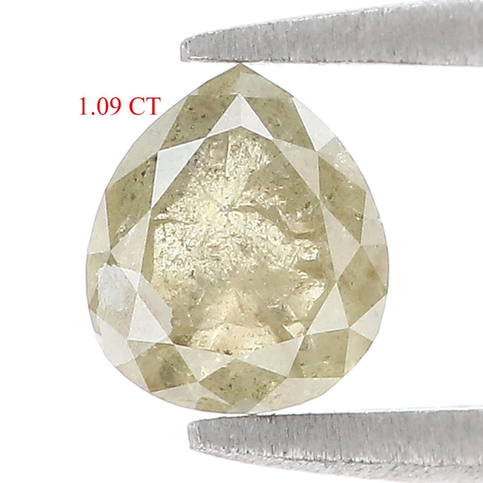 1.09 CT Natural Loose Pear Shape Diamond Yellow Grey Color Pear Cut Diamond 6.50 MM Natural Loose Diamond Pear Rose Cut Diamond QN7232