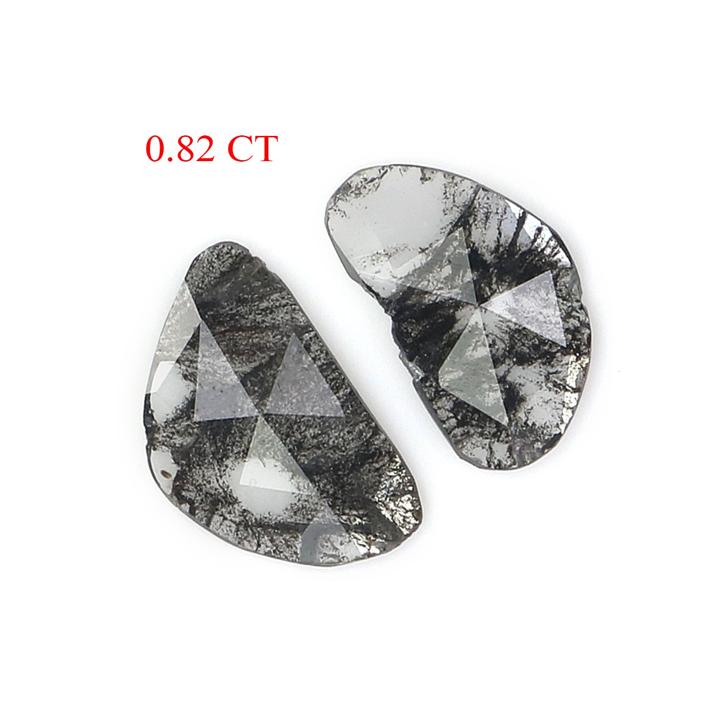 0.82 CT Natural Loose Slice Shape Diamond Salt And Pepper Slice Uncut Diamond 9.20 MM Natural Black Grey Diamond Irregular Cut Diamond L3547