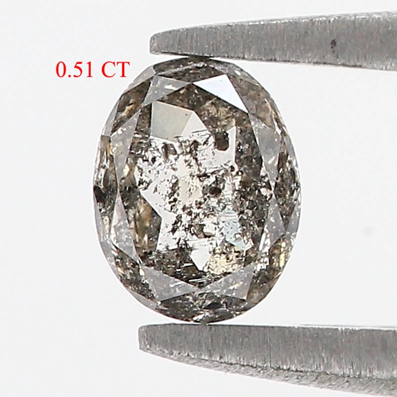 0.51 Ct Natural Loose Oval Shape Diamond Black Grey Color Oval Diamond 5.65 MM Natural Loose Diamond Salt and Pepper Oval Cut Diamond QN1001