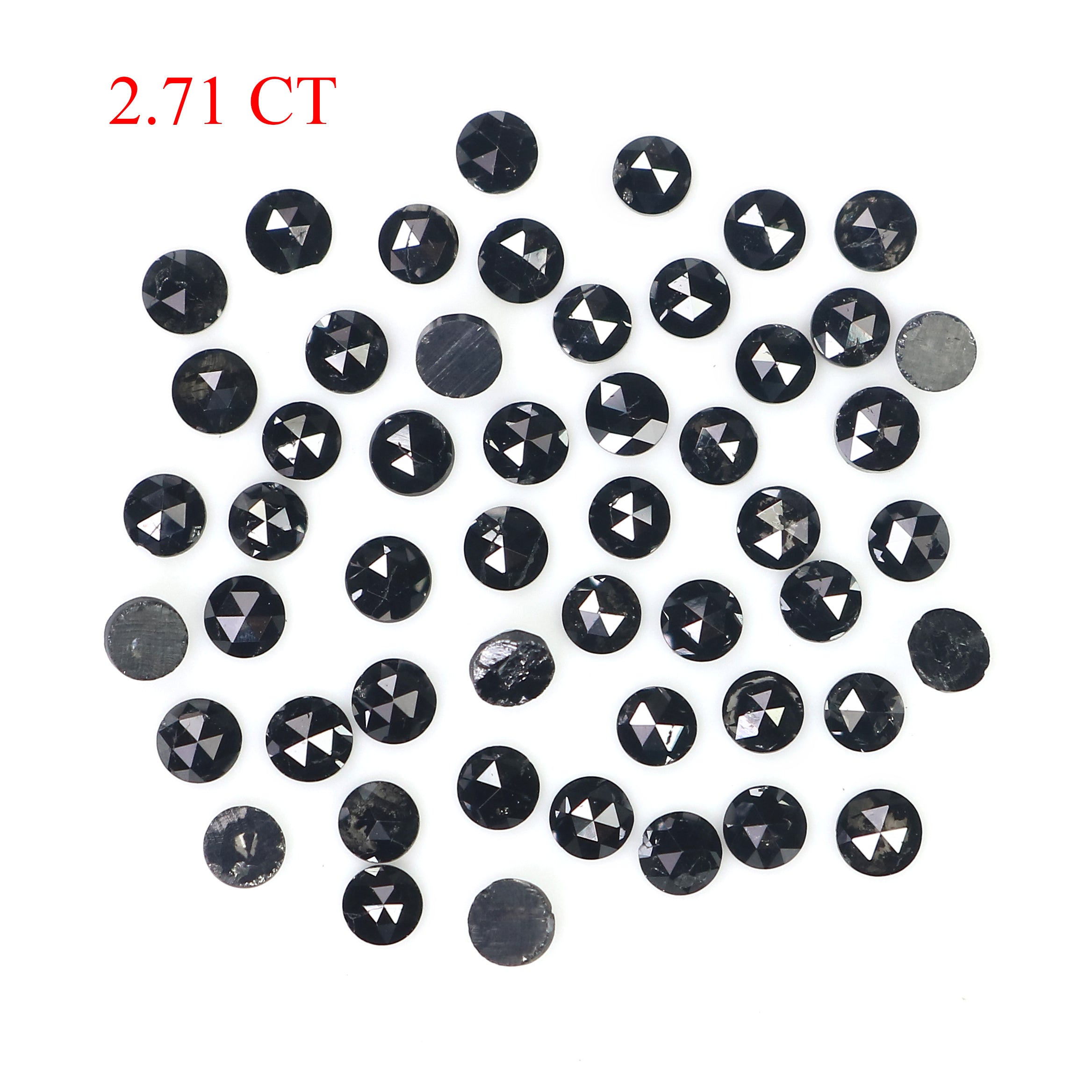 2.71 CT Natural Loose Round Rose Cut Diamond Black Color Round Shape Diamond 2.30 MM Natural Loose Black Color Round Rose Cut Diamond LQ1802