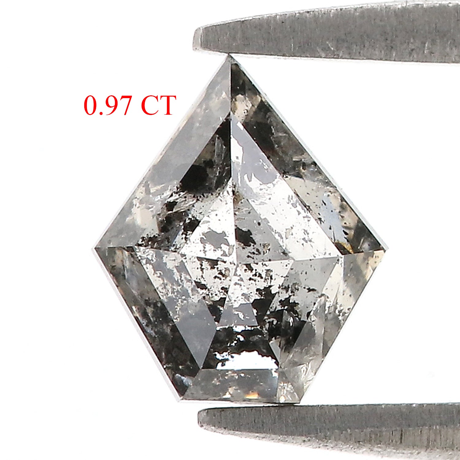 0.97 Ct Natural Loose Pentagon Shape Diamond Salt And Pepper Pentagon Cut Diamond 7.50 MM Black Gray Color Pentagon Rose Cut Diamond QL8964