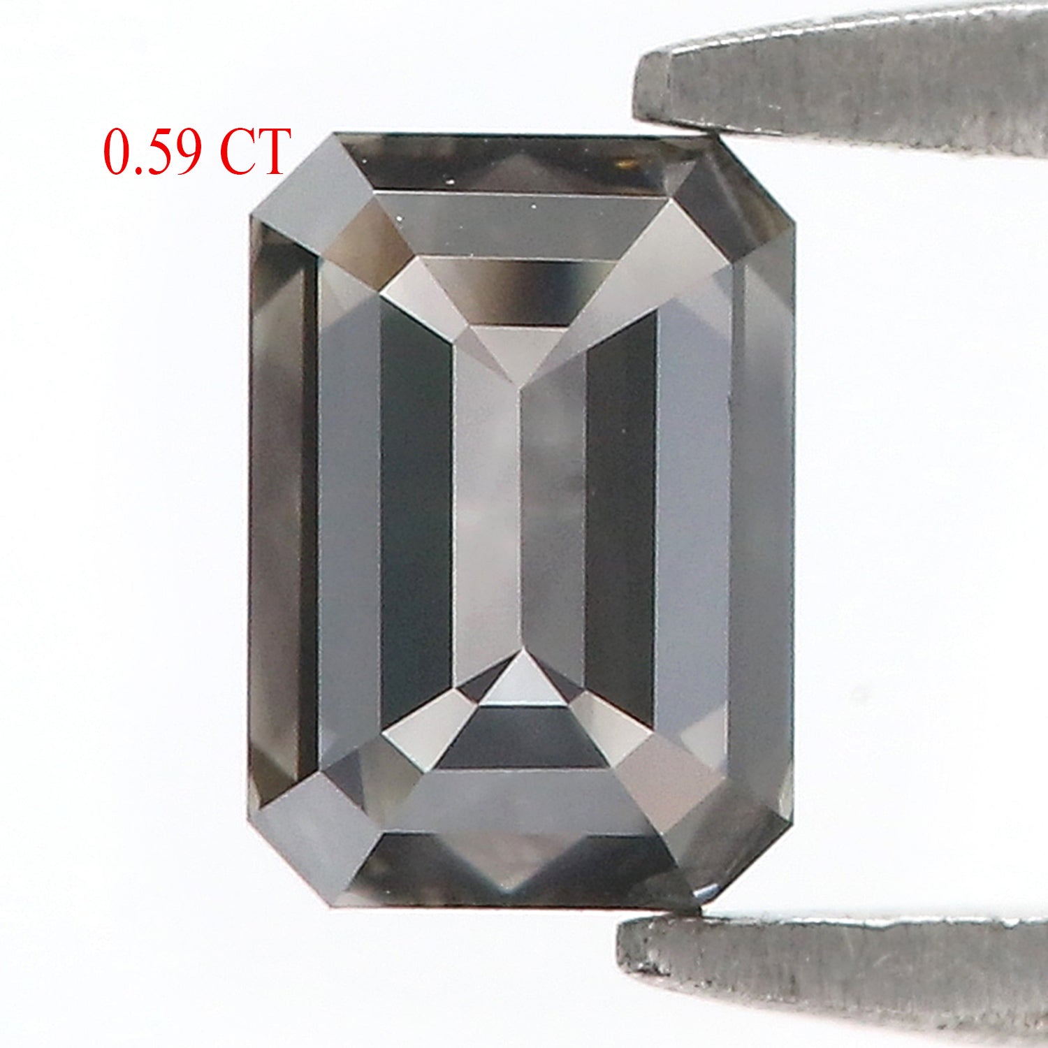 0.59 CT Natural Loose Emerald Shape Diamond Salt And Pepper Emerald Shape Diamond 5.35 MM Black Grey Color Emerald Rose Cut Diamond QL9757