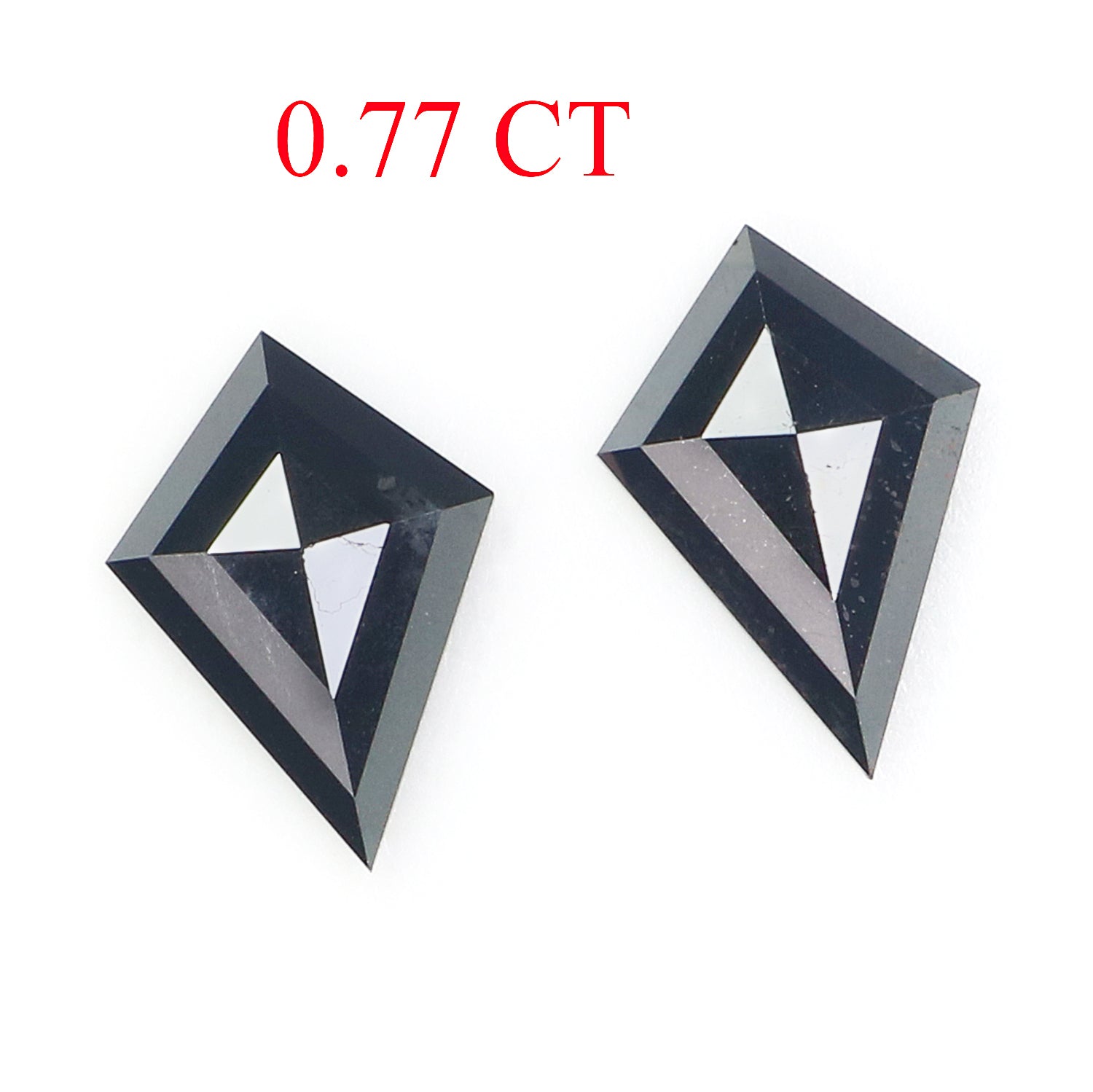 0.77 CT Natural Loose Kite Shape Pair Diamond Black Color Kite Cut Diamond 7.70 MM Natural Diamond Black Color Kite Rose Cut Diamond N2276