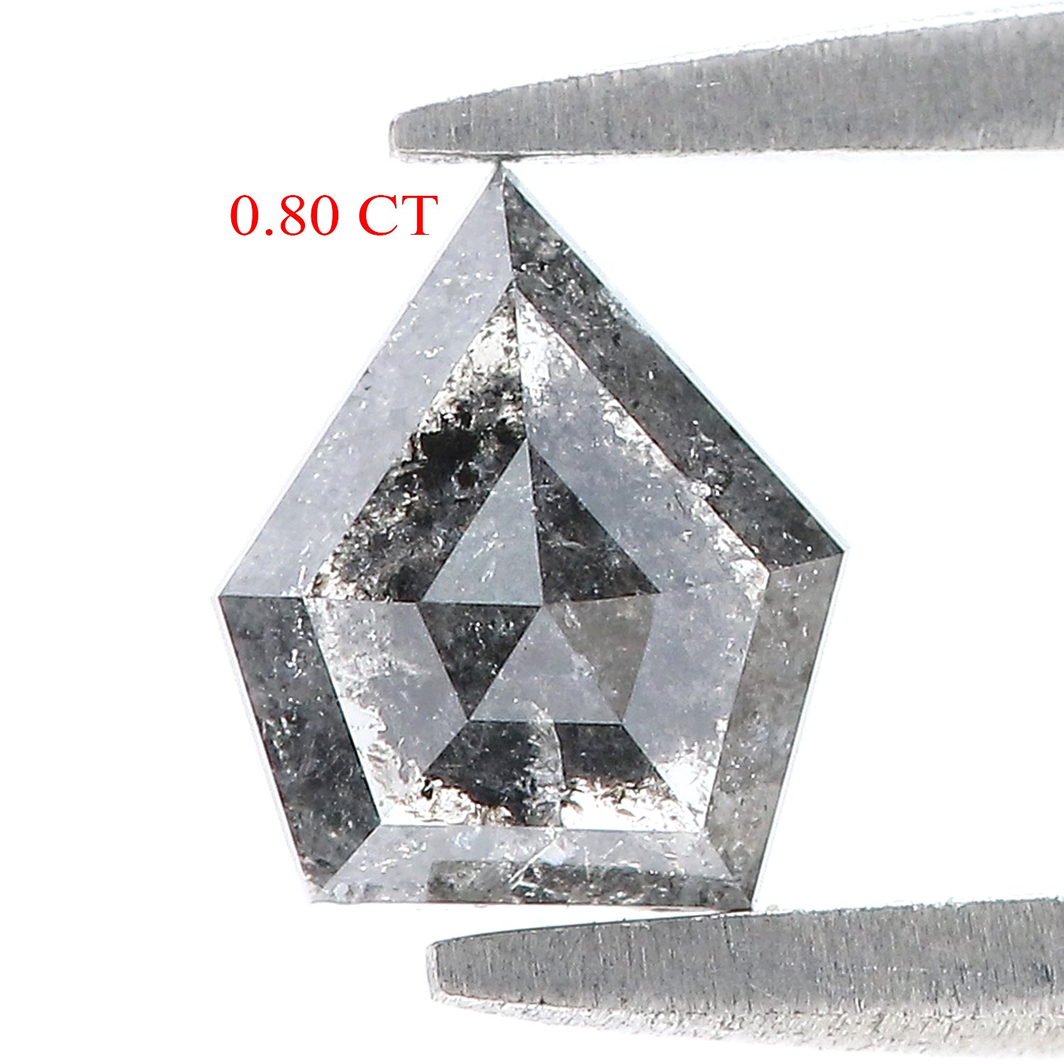 0.80 CT Natural Loose Shield Diamond Black Grey Color Diamond 6.60 MM Natural Loose Diamond Salt And Pepper Shield Rose Cut Diamond QL7662