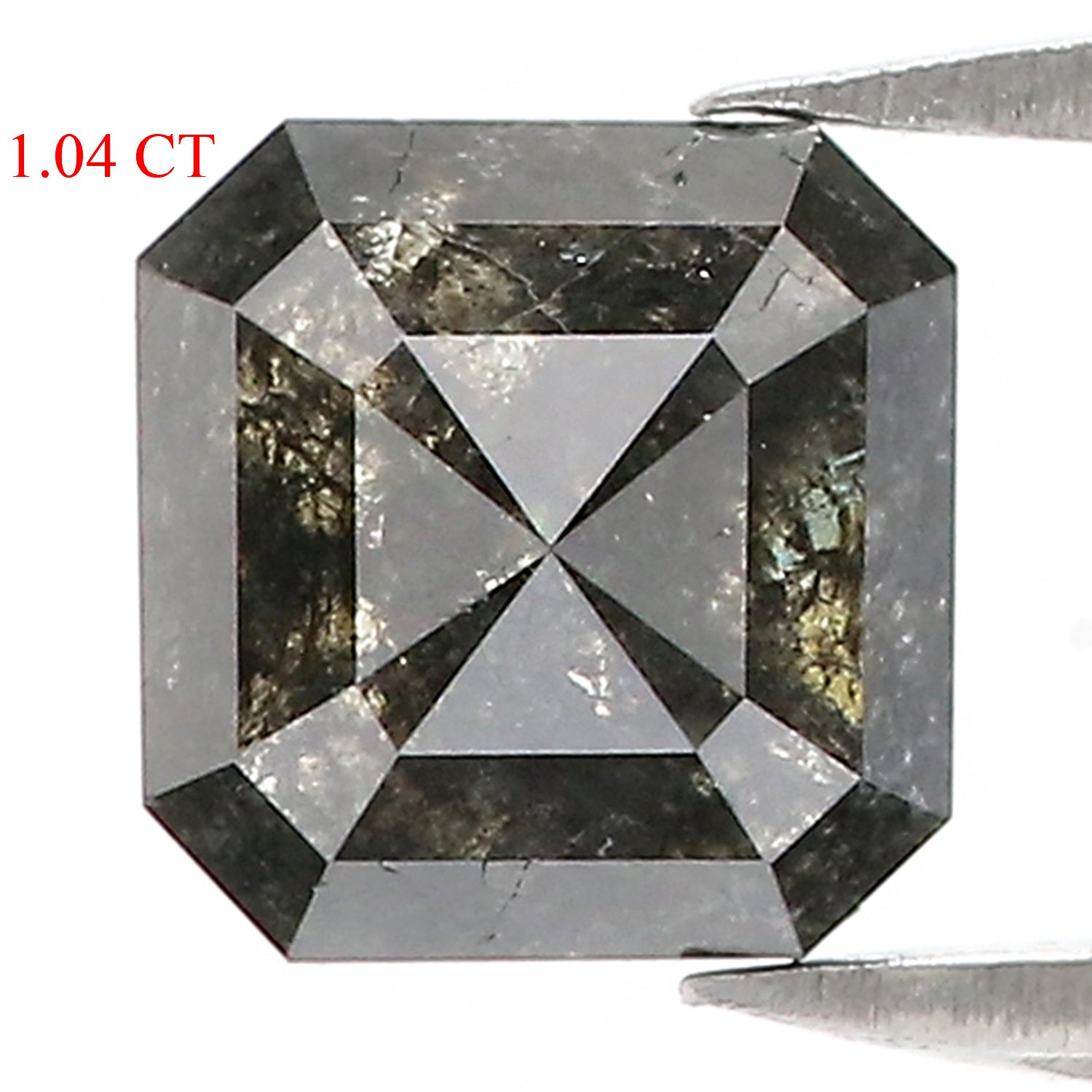 1.04 CT Natural Loose Emerald Shape Diamond Salt And Pepper Emerald Shape Diamond 5.85 MM Black Grey Color Emerald Rose Cut Diamond QK1942