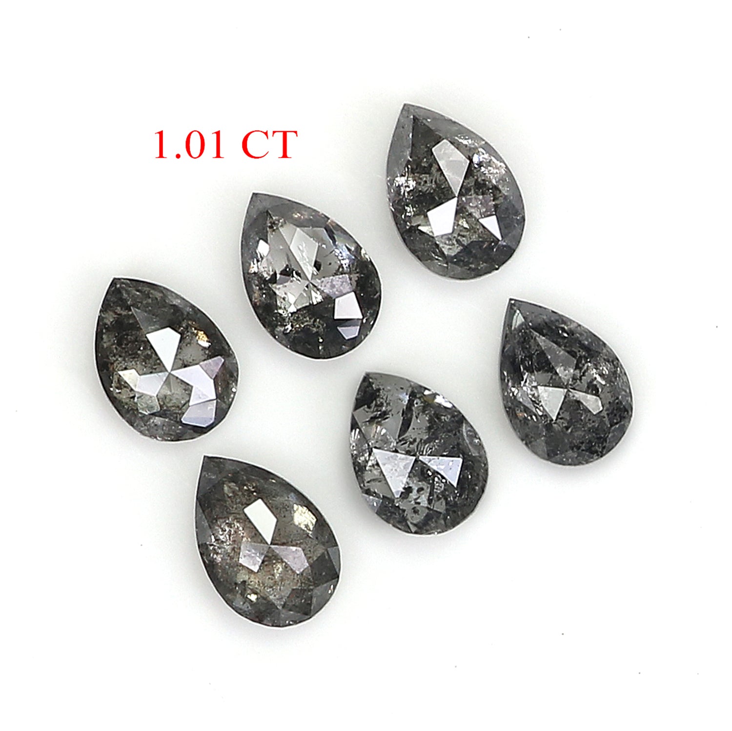 1.01 CT Natural Loose Pear Shape Diamond Salt And Pepper Pear Diamond 4.40 MM Natural Loose Black Grey Color Pear Rose Cut Diamond QL1275