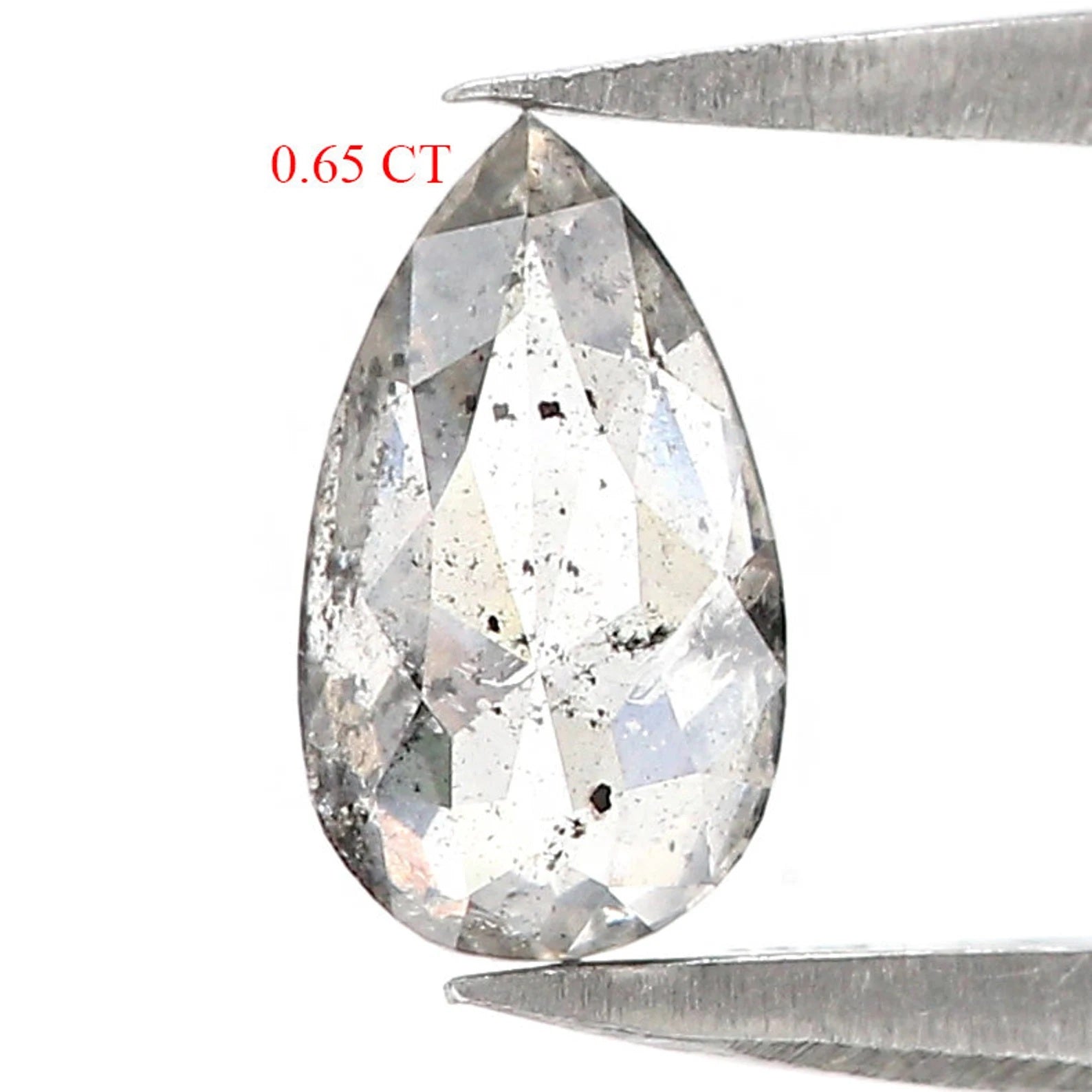 0.65 Ct Natural Loose Pear Cut Diamond Salt And Pepper Pear Diamond 7.40 MM Natural Diamond Black Grey Color Pear Rose Cut Diamond NQ2513