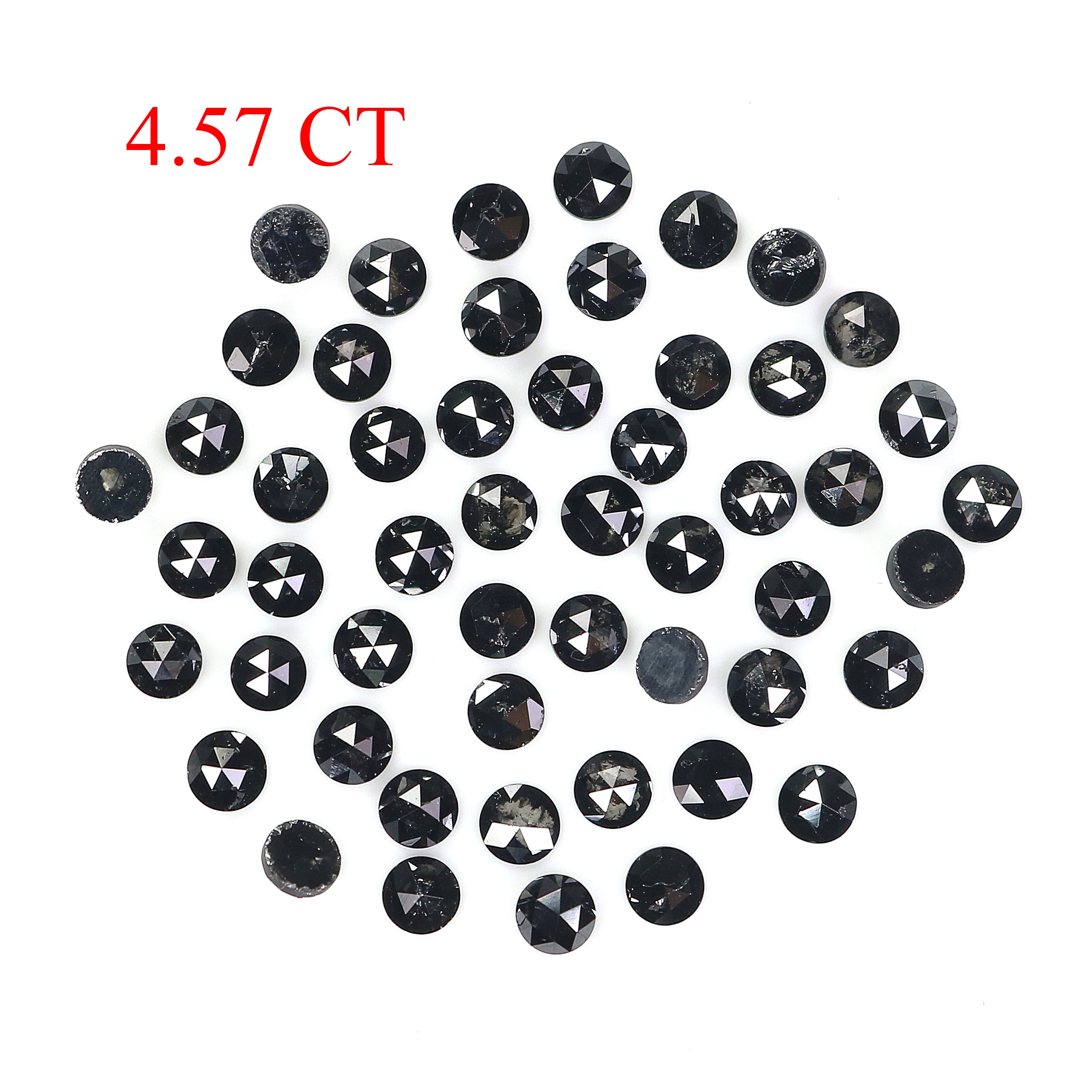 4.57 CT Natural Loose Round Rose Cut Diamond Black Color Round Shape Diamond 2.70 MM Natural Loose Black Color Round Rose Cut Diamond LQ1763
