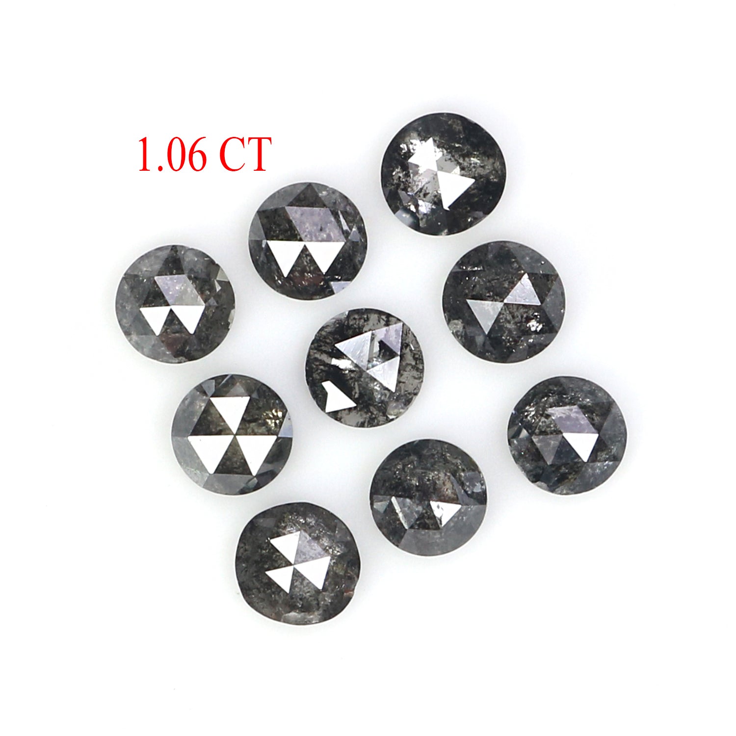 Natural Loose Round Cut Diamond, Salt And Pepper Round Diamond, Natural Loose Diamond, Round Rose Cut Diamond, 1.06 CT Round Shape KDK2670