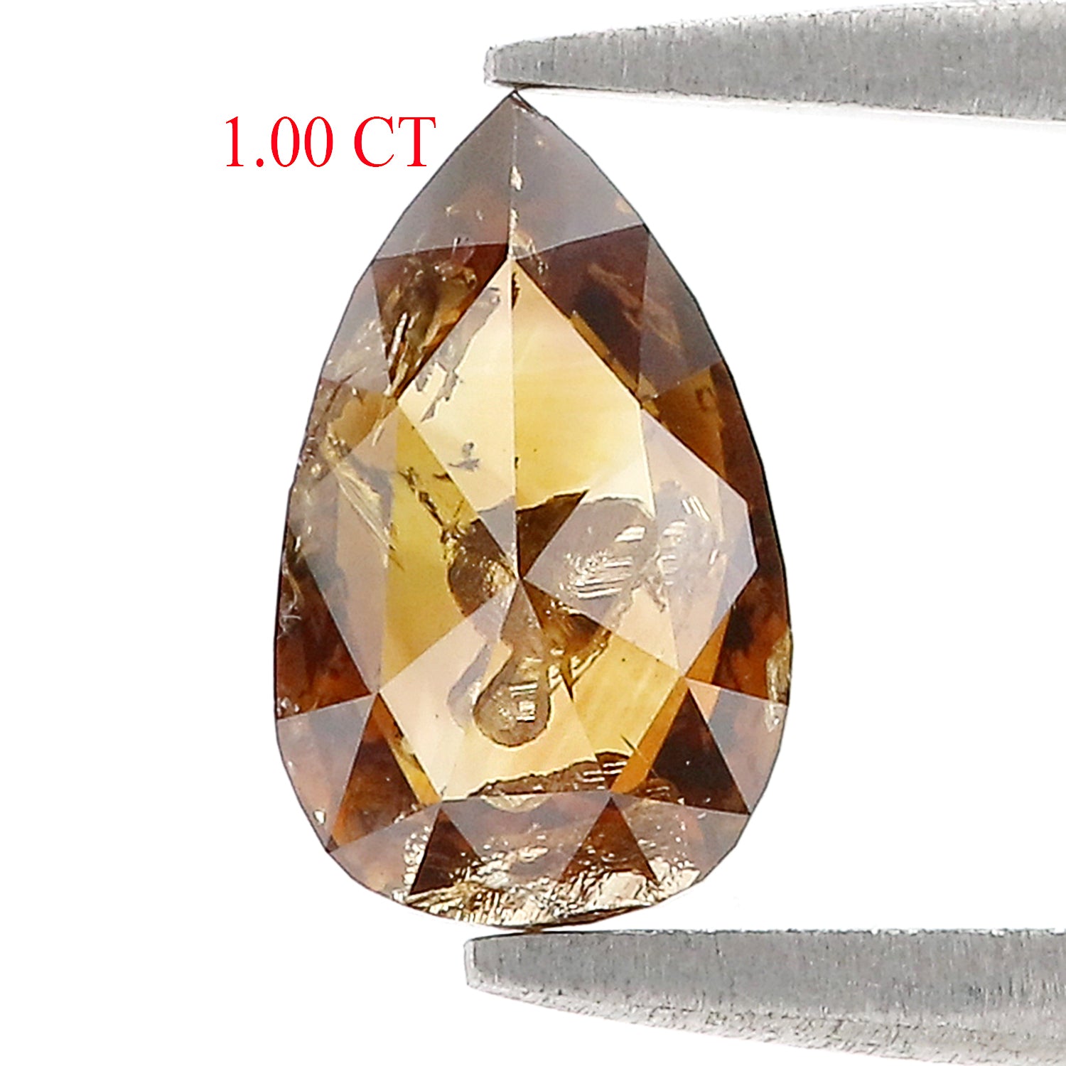 1.00 CT Natural Loose Pear Shape Diamond Brown Champagne Color Pear Cut Diamond 8.80 MM Natural Brown Diamond Pear Rose Cut Diamond LQ6177