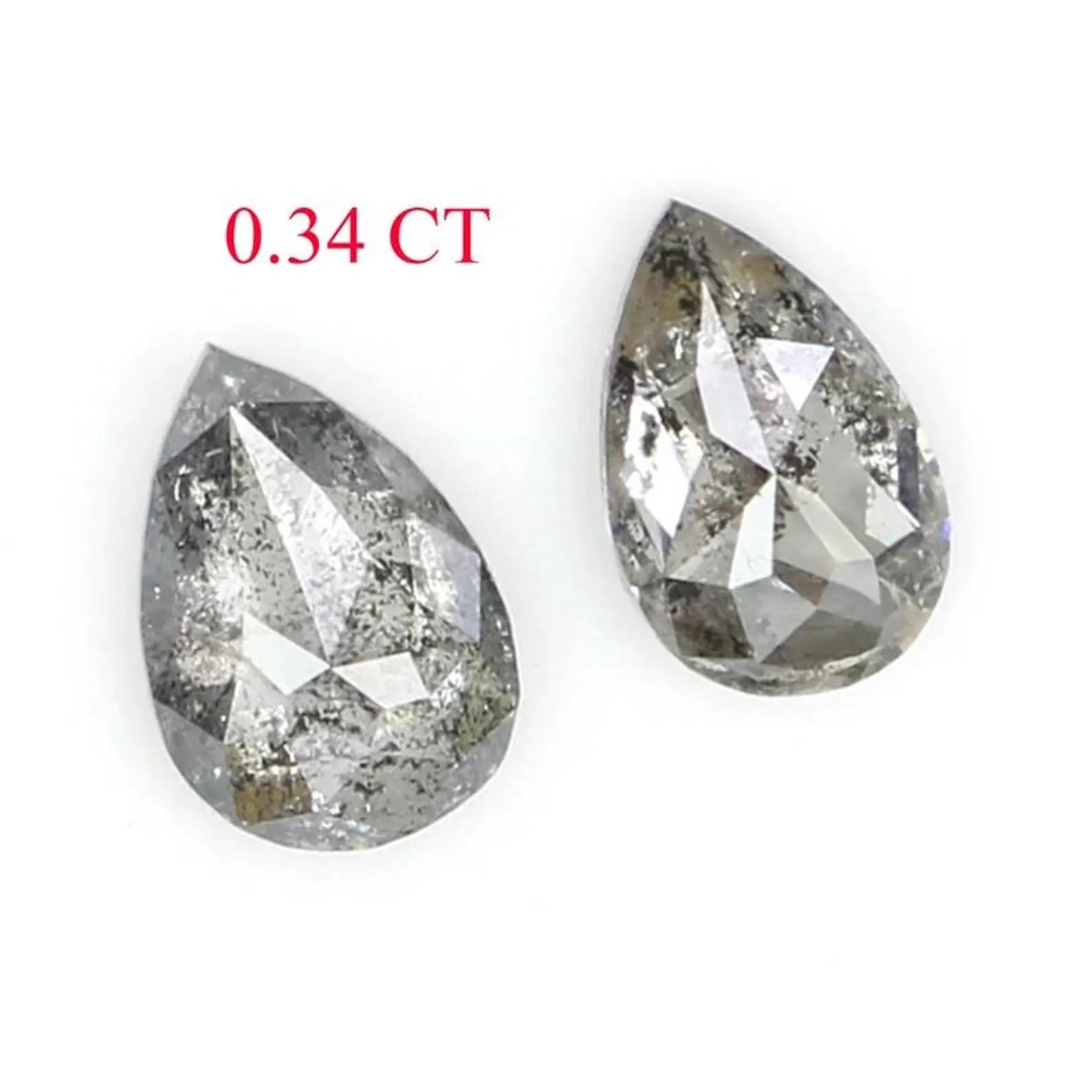 0.34 CT Natural Loose Pear Cut Pair Diamond Salt And Pepper Pear Shape Diamond 4.35 MM Natural Black Grey Color Pear Rose Cut Diamond NQ2356