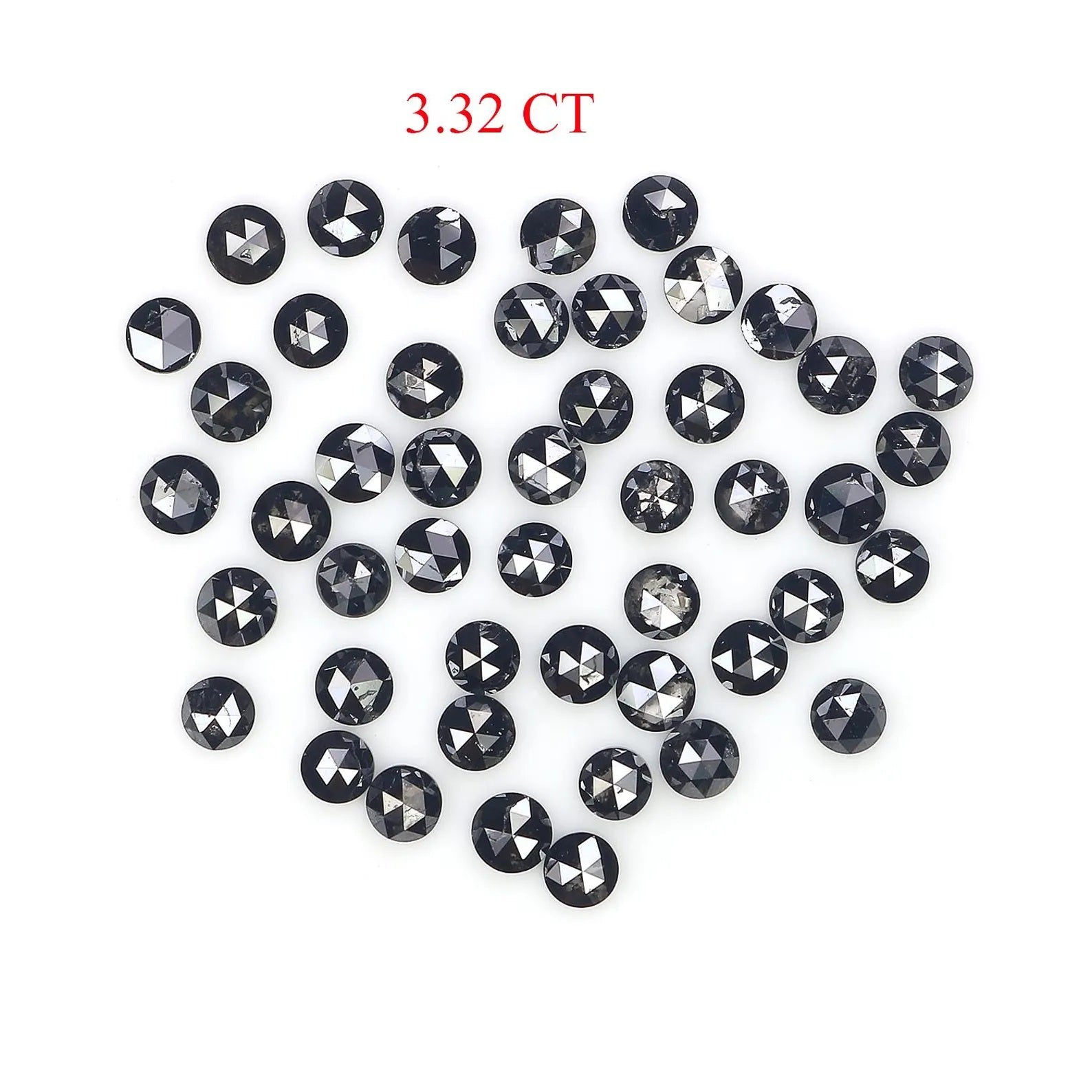 3.32 CT Natural Loose Round Shape Diamond Black Color Round Diamond 2.60 MM Natural Loose Diamond Black Color Round Rose Cut Diamond NQ1798