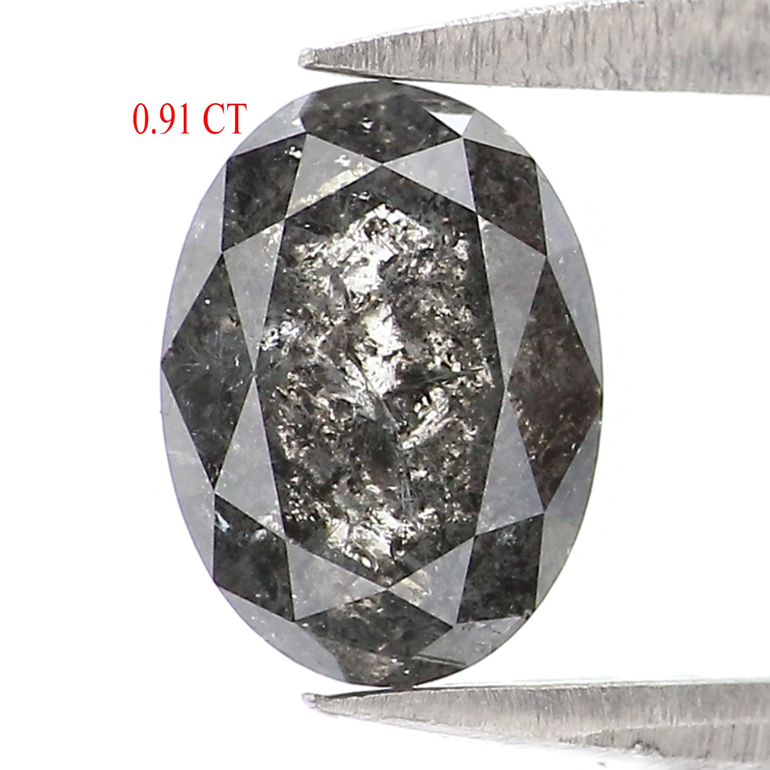 Natural Loose Oval Diamond, Salt And Pepper Oval Diamond, Natural Loose Diamond, Oval Rose Cut Diamond, 0.91 CT Oval Shape Diamond KR2701