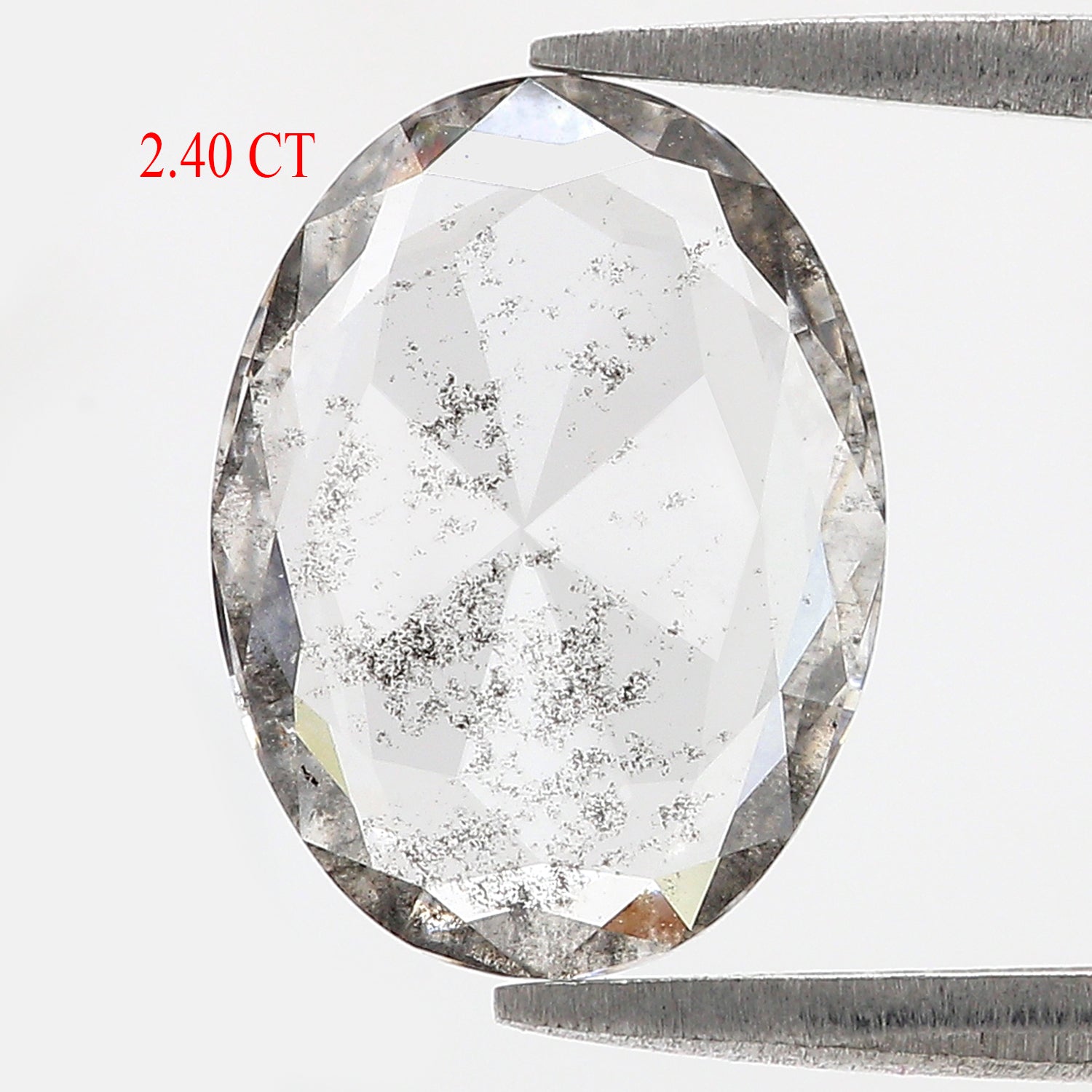 2.40 CT Oval Rose Cut Salt And Pepper Lab Grown 13.20 MM Loose Diamond CVD Fancy Black Grey Color Lab Created Antique Shape Diamonds L3520