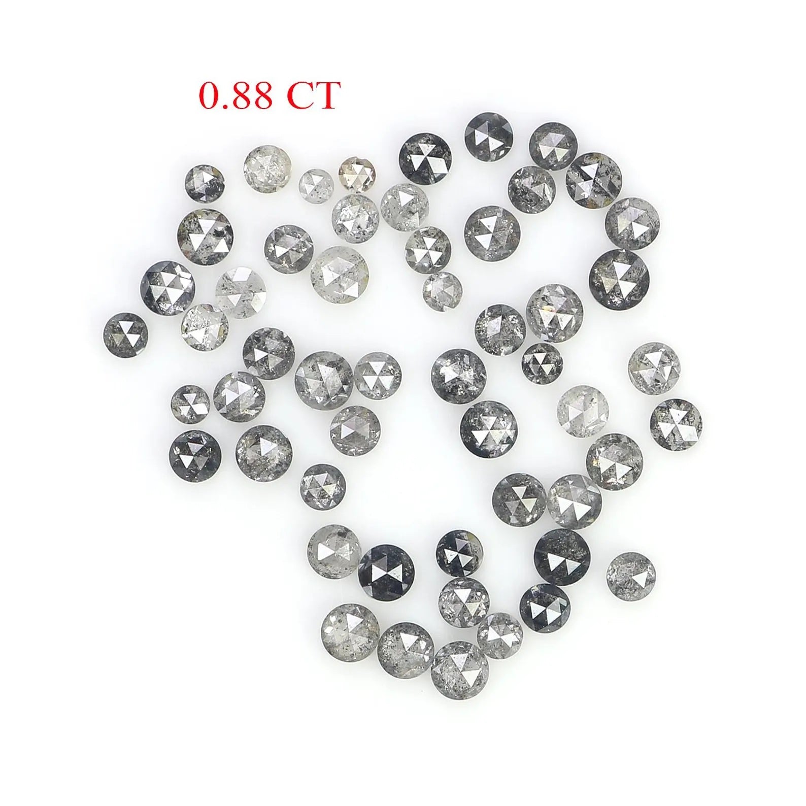 0.88 CT Natural Loose Round Shape Diamond Salt And Pepper Round Cut Diamond 1.10 MM Natural Black Grey Color Round Rose Cut Diamond NQ1842