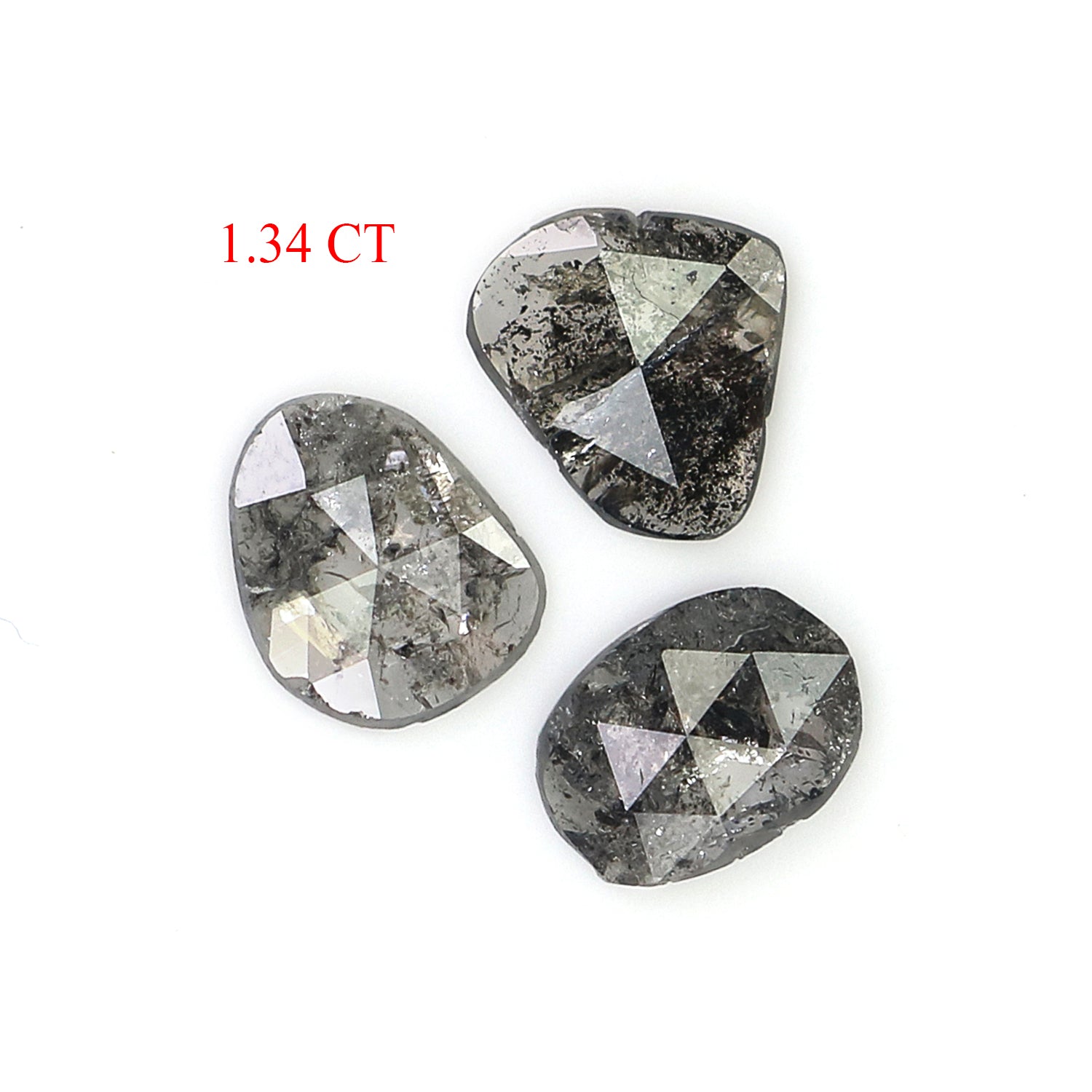 1.34 CT Natural Loose Slice Shape Diamond Salt And Pepper Slice Uncut Diamond 6.90 MM Natural Black Grey Diamond Irregular Cut Diamond L3587