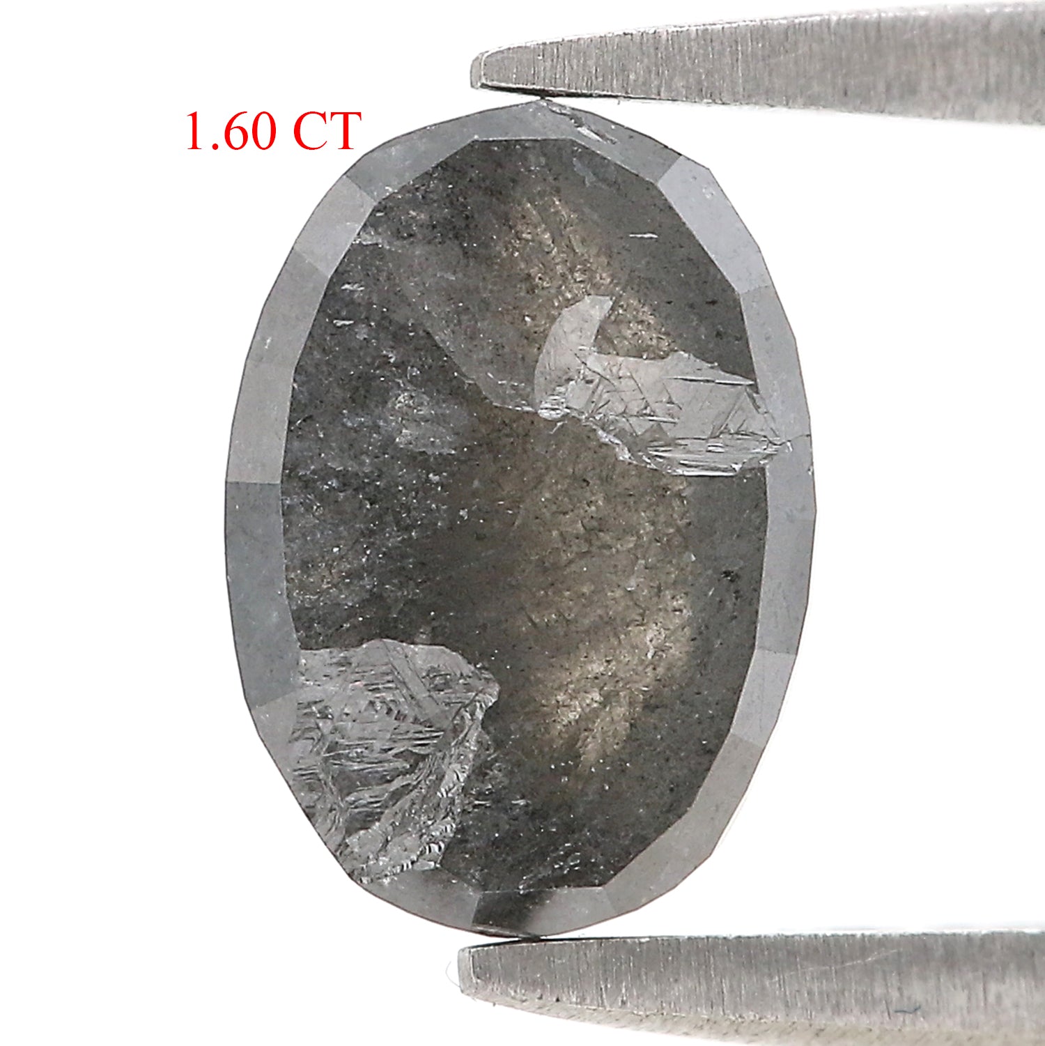 1.60 CT Natural Loose Oval Shape Diamond Salt And Pepper Oval Rose Cut Diamond 8.90 MM Black Grey Color Oval Shape Rose Cut Diamond QL2123