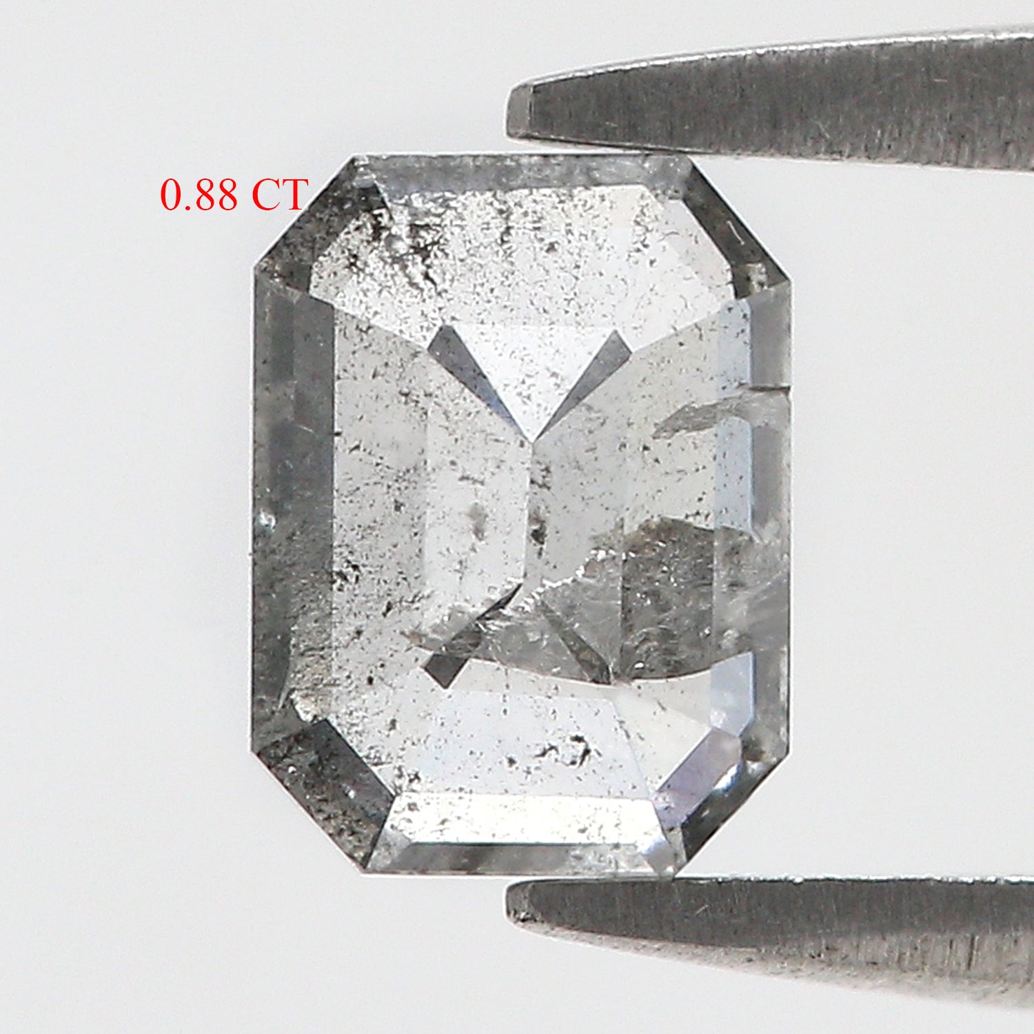 0.88 CT Natural Loose Emerald Shape Diamond Salt And Pepper Emerald Cut Diamond 6.75 MM Natural Black Grey Emerald Rose Cut Diamond LQ1424