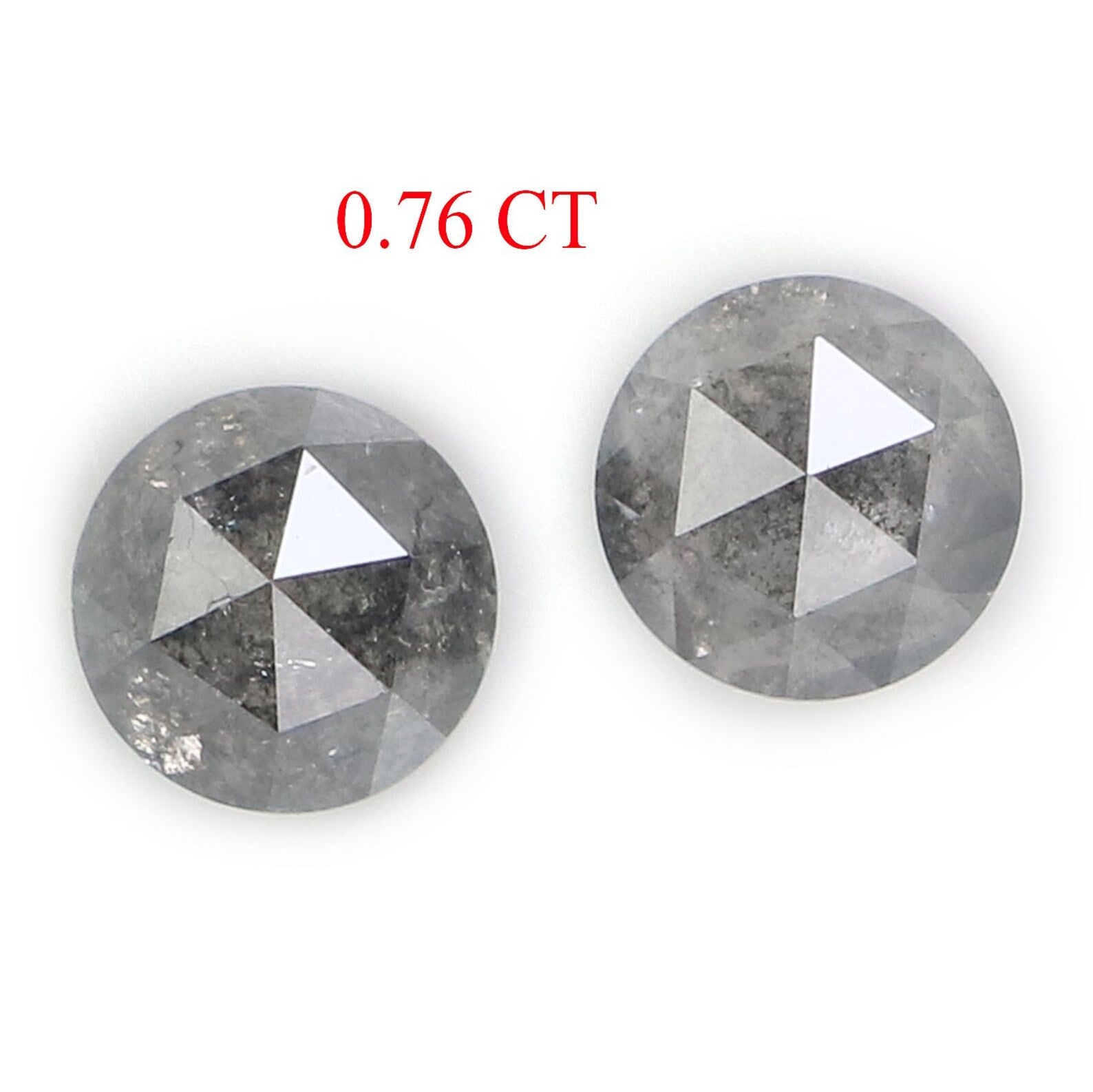 0.76 CT Natural Loose Round Cut Pair Diamond Salt And Pepper Round Diamond 4.25 MM Natural Black Gray Color Round Rose Cut Diamond NQ2343