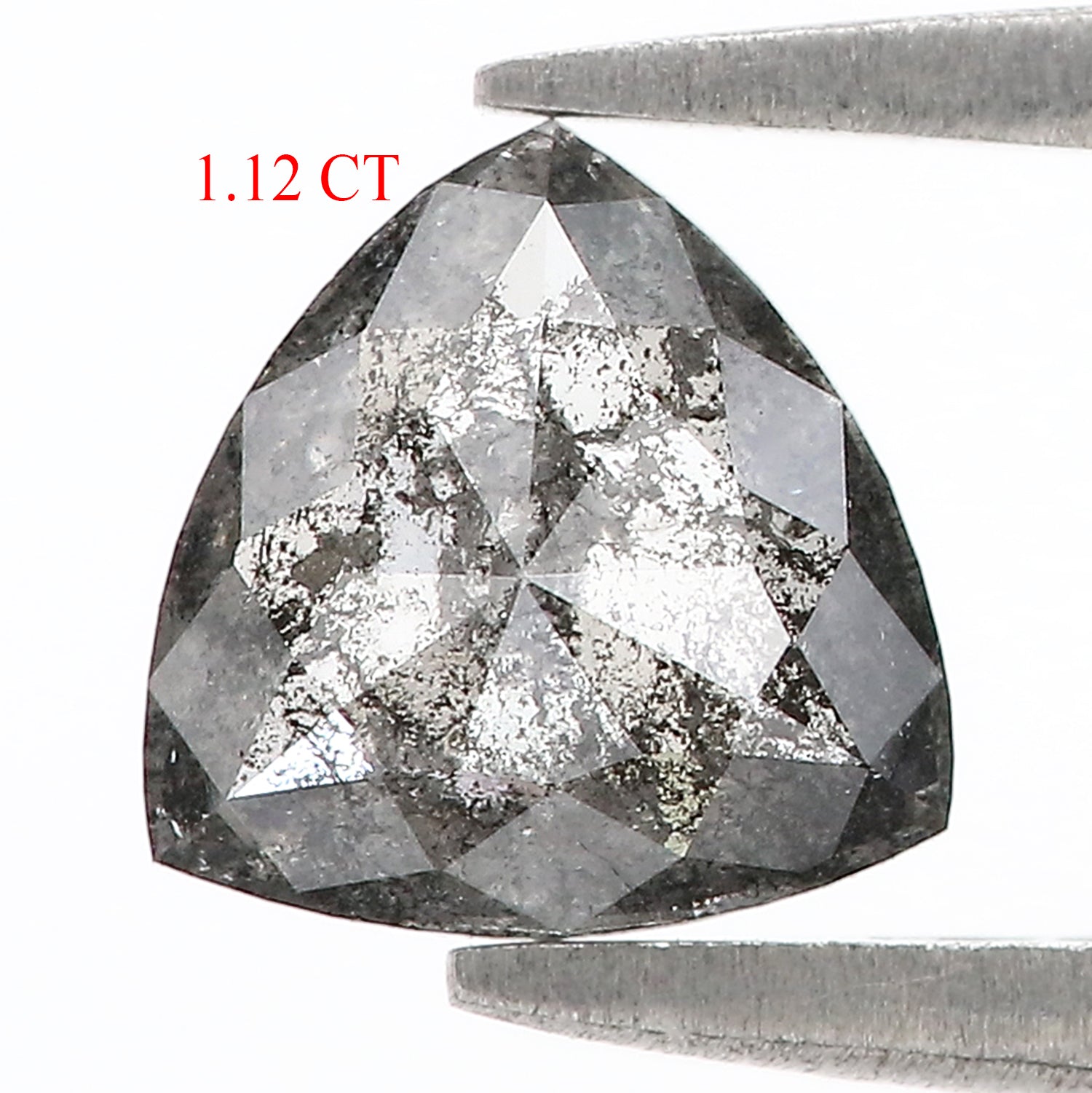 1.12 CT Natural Loose Triangle Shape Diamond Salt And Pepper Triangle Cut Diamond 7.30 MM Natural Black Grey Color Triangle Diamond L3614