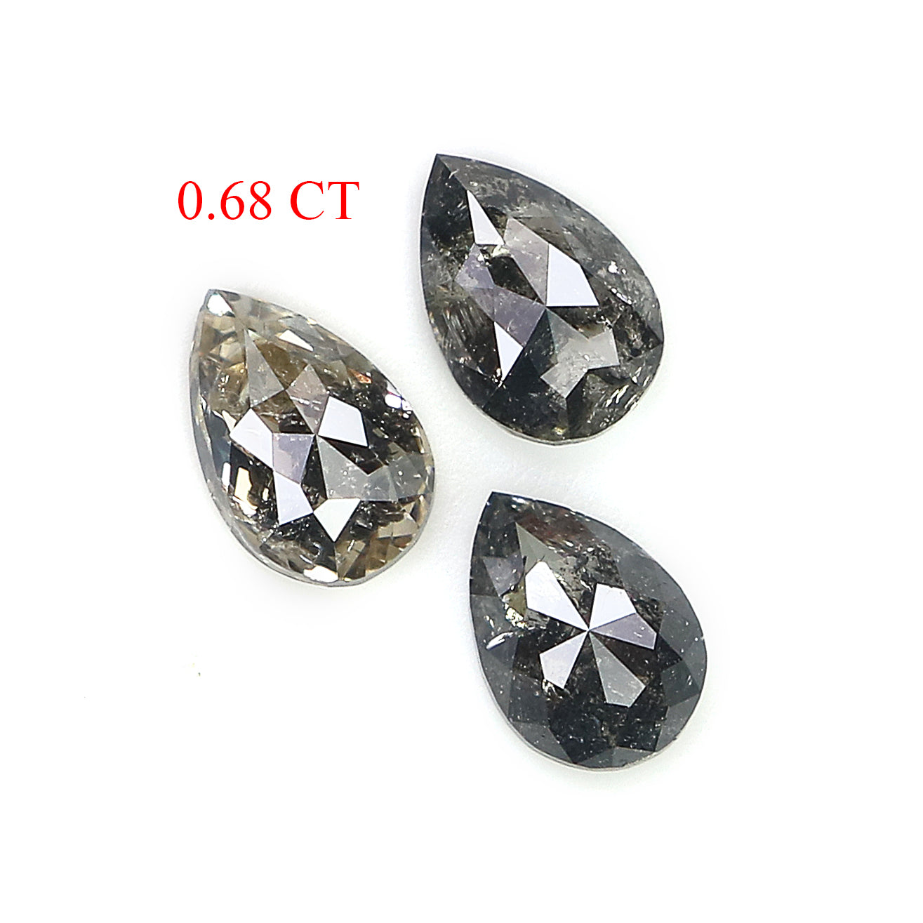 0.68 CT Natural Loose Pear Shape Diamond Salt And Pepper Pear Cut Diamond 4.55 MM Natural Black Grey Diamond Pear Rose Cut Diamond LQ1979