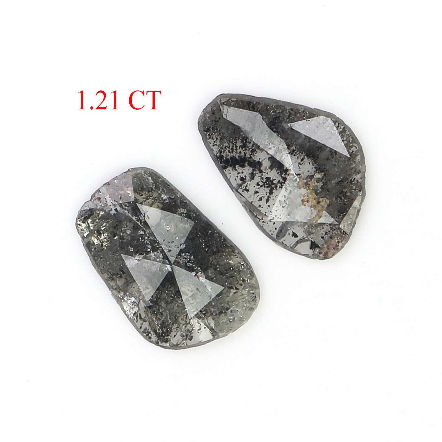 1.21 CT Natural Loose Slice Shape Diamond Salt And Pepper Slice Uncut Diamond 9.55 MM Natural Black Grey Diamond Irregular Cut Diamond L3589