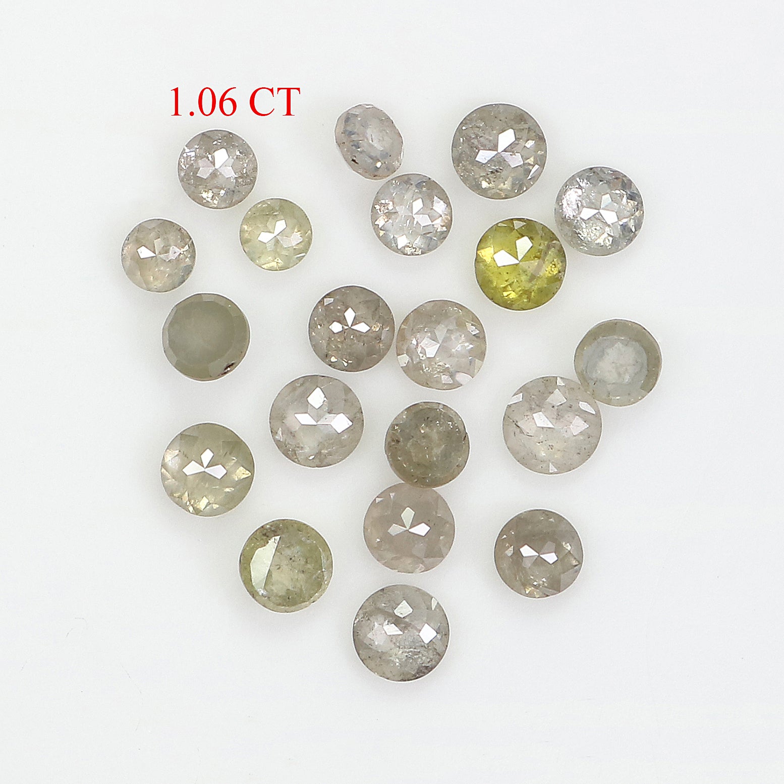 1.06 CT Natural Loose Round Rose Cut Diamond Grey Color Round Shape Diamond 1.80 MM Natural Loose Yellow Color Round Rose Cut Diamond KQ2431