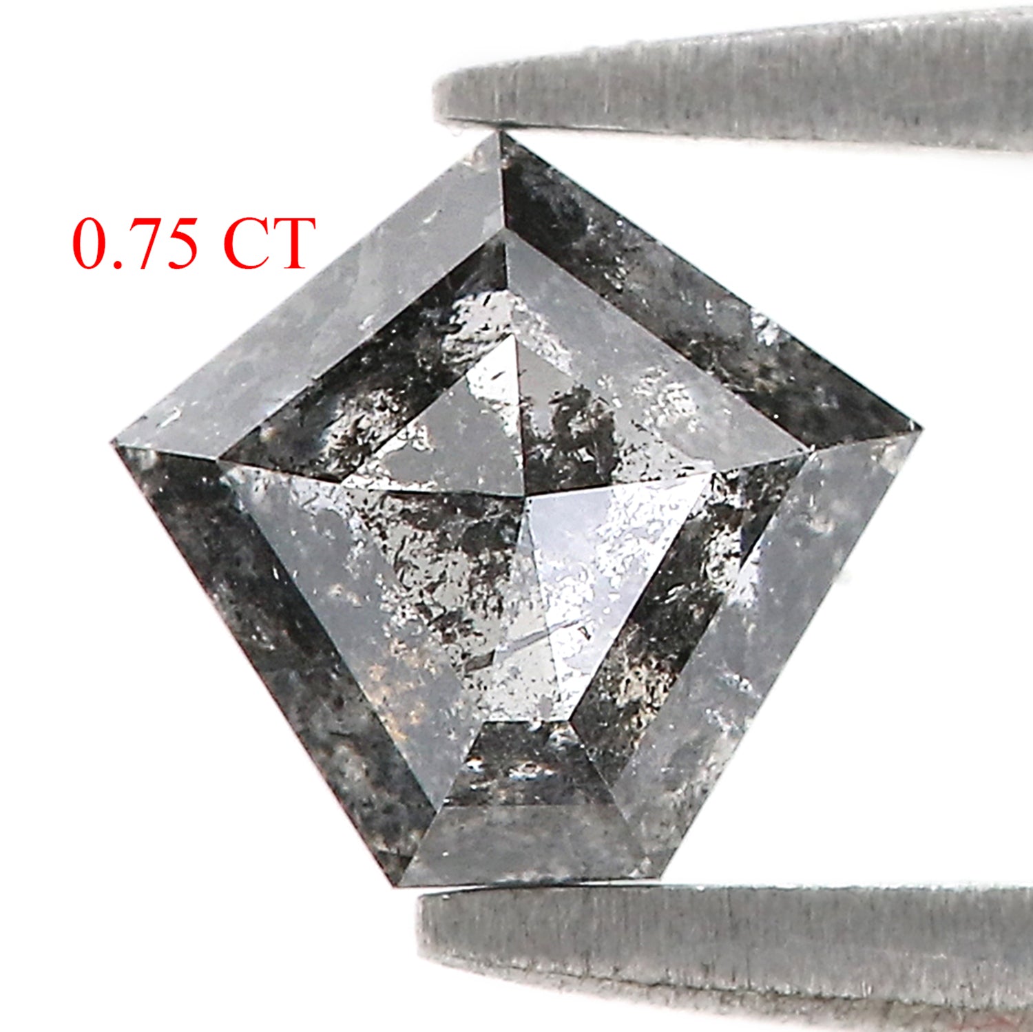 0.75 CT Natural Loose Pentagon Shape Diamond Salt And Pepper Pentagon Cut Diamond 6.30 MM Black Gray Color Pentagon Rose Cut Diamond QL9971