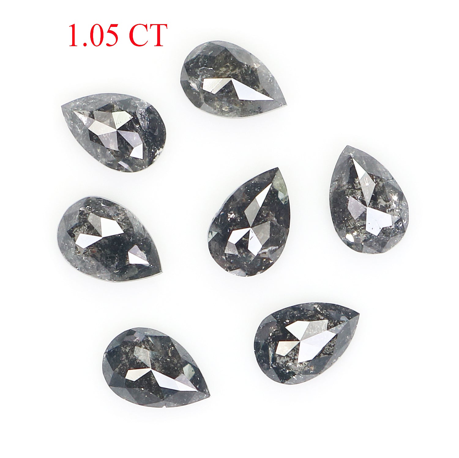 1.05 CT Natural Loose Pear Shape Diamond Salt And Pepper Pear Rose Cut Diamond 3.15 MM Black Grey Color Pear Shape Rose Cut Diamond L1278