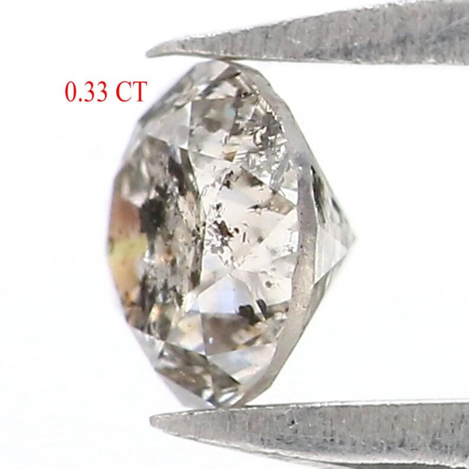 0.33 Ct Natural Loose Round Shape Diamond Salt And Pepper Round Diamond 4.20 MM Natural Black Gray Color Round Brilliant Cut Diamond NQ7339