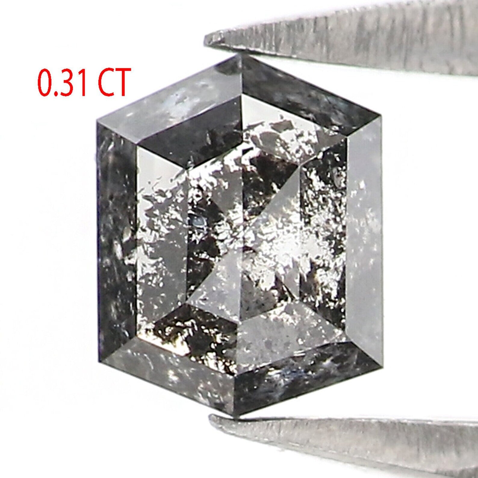 0.31 CT Natural Loose Hexagon Shape Diamond Salt And Pepper Hexagon Diamond 4.60 MM Black Gray Color Hexagon Shape Rose Cut Diamond NQ2176