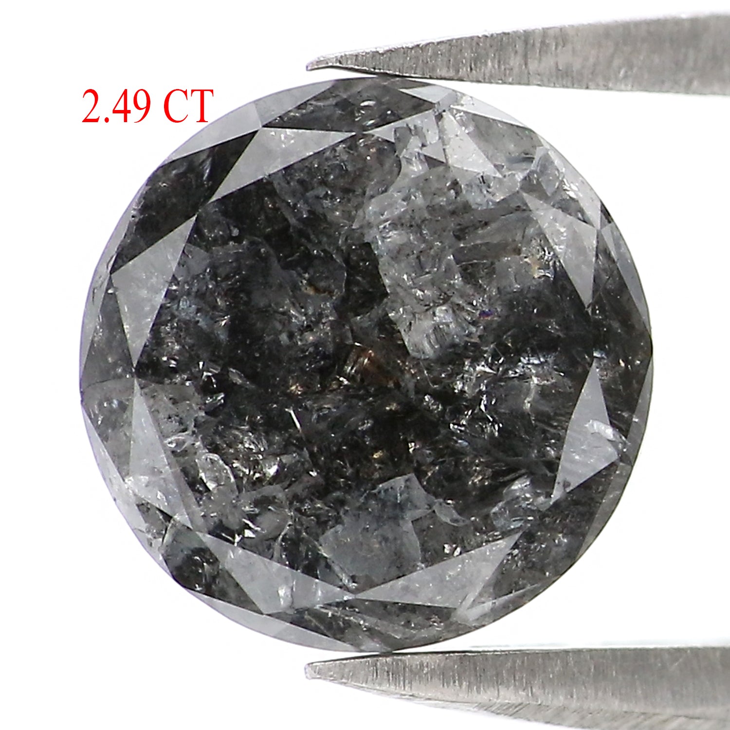 2.49 CT Natural Loose Round Rose Cut Diamond Salt And Pepper Round Diamond 8.15 MM Natural Loose Black Grey Color Rose Cut Diamond QL202