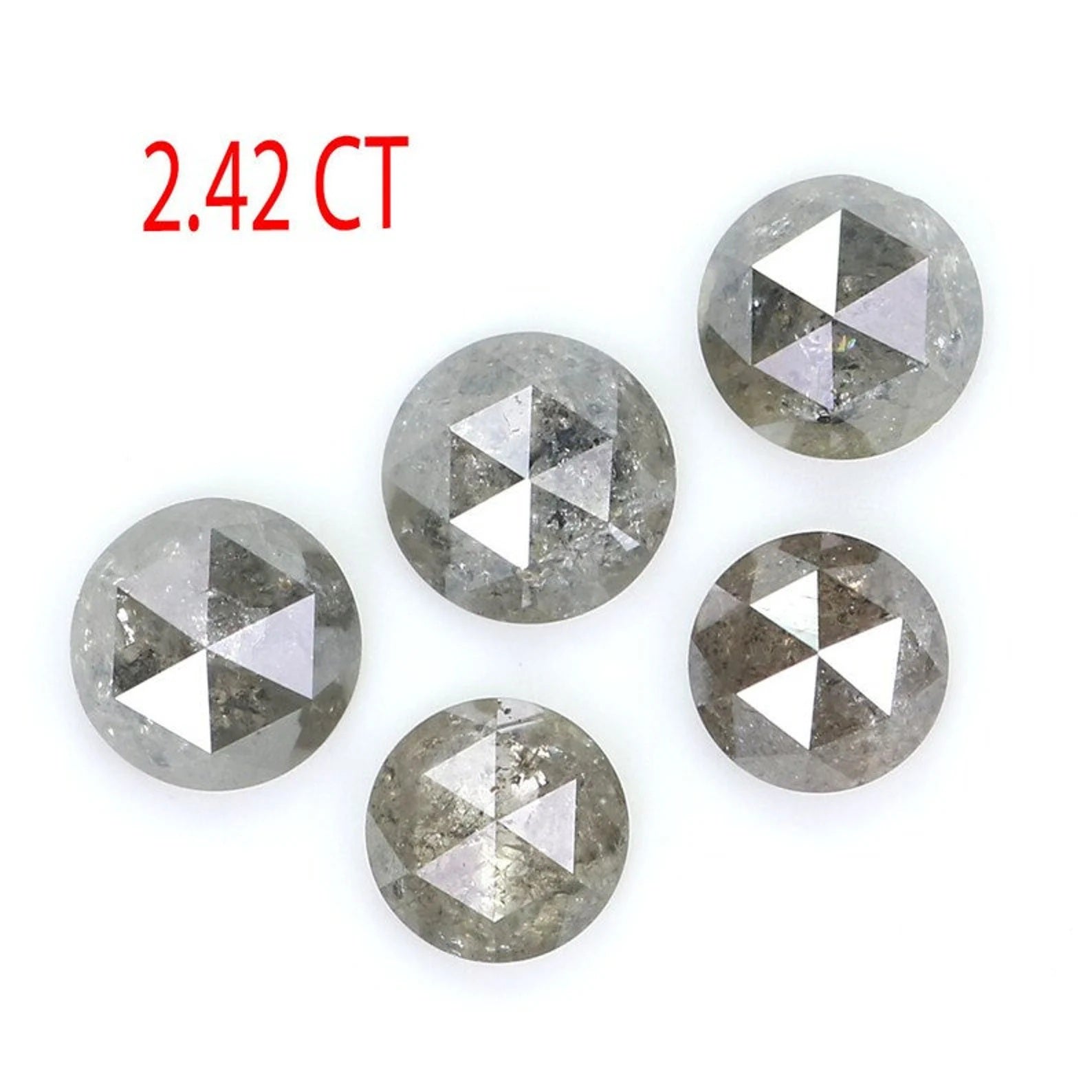 2.42 CT Natural Loose Round Rose Cut Diamond Salt And Pepper Round Shape Diamond 4.60 MM Natural Black Grey Color Rose Cut Diamond NQ2056