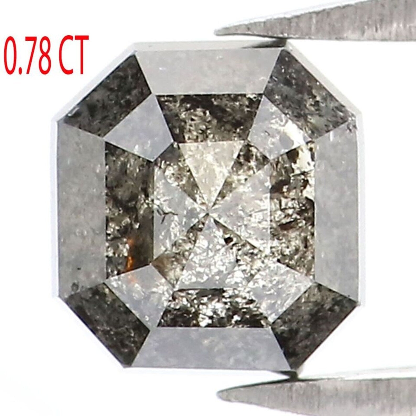 0.78 CT Natural Loose Radiant Shape Diamond Salt And Pepper Radiant Cut Diamond 5.15 MM Black Grey Color Radiant Rose Cut Diamond NQ9270