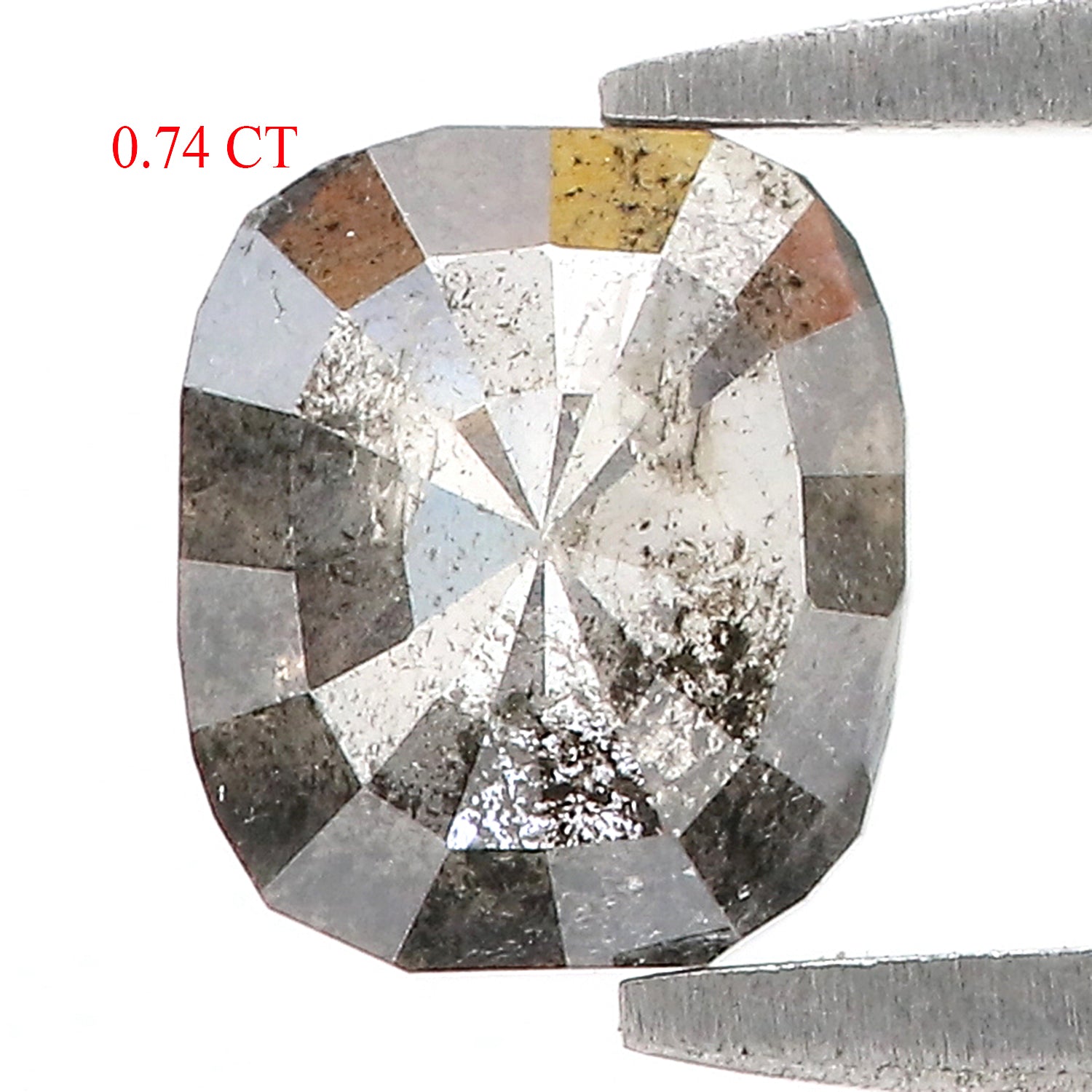 0.74 CT Natural Loose Cushion Shape Diamond Salt And Pepper Cushion Cut Diamond 6.40 MM Natural Black Grey Cushion Rose Cut Diamond LQ1784