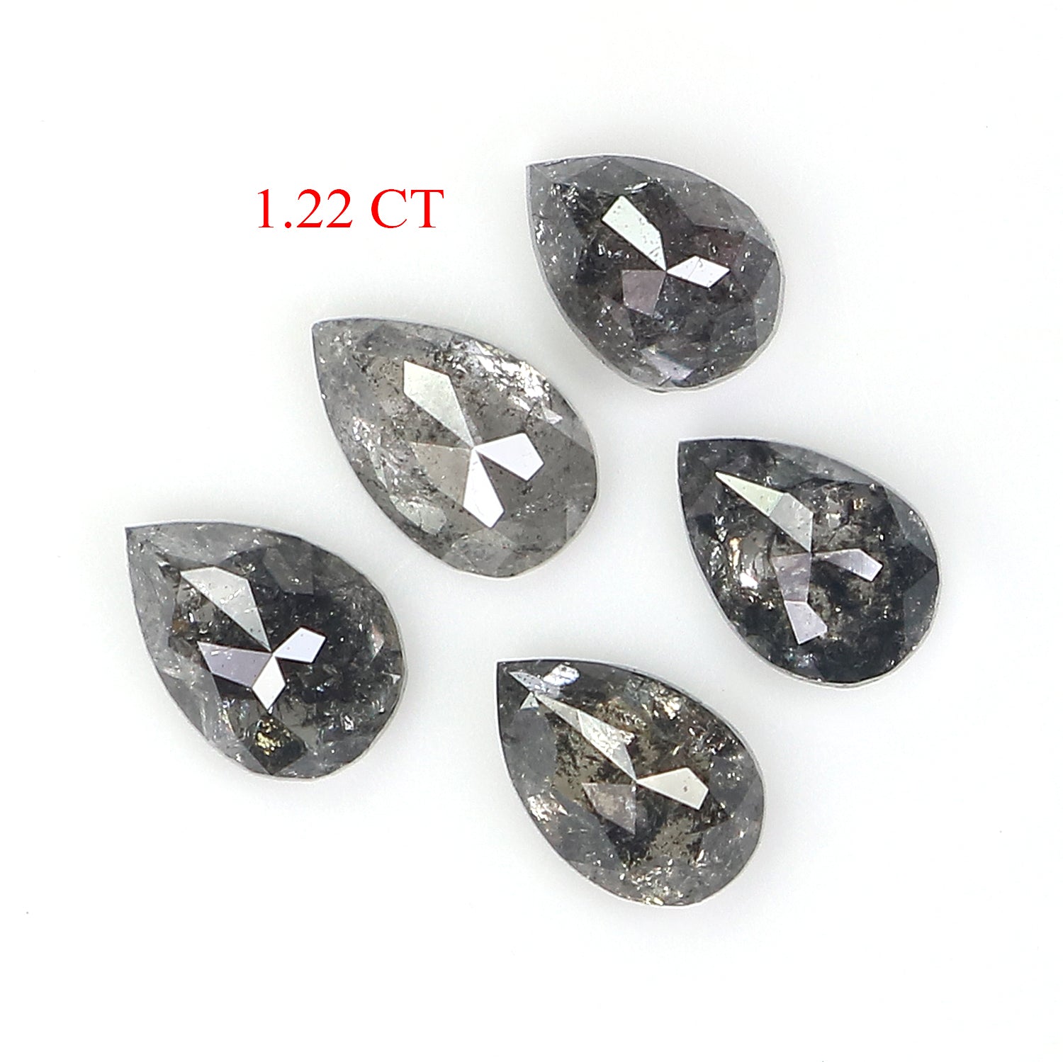 1.22 CT Natural Loose Pear Shape Diamond Salt And Pepper Pear Cut Diamond 4.70 MM Natural Loose Black Grey Color Pear Rose Cut Diamond QL752