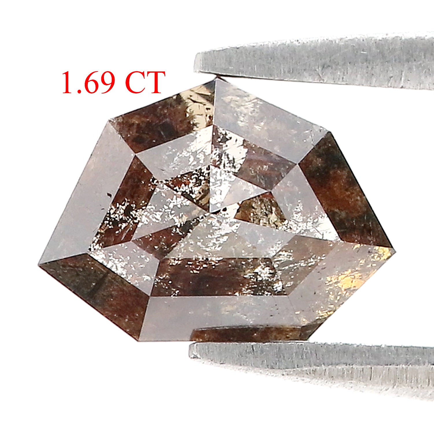 1.69 CT Natural Loose Shield Shape Diamond Salt And Pepper Shield Cut Diamond 6.40 MM Natural Brown Color Shield Rose Cut Diamond L3469