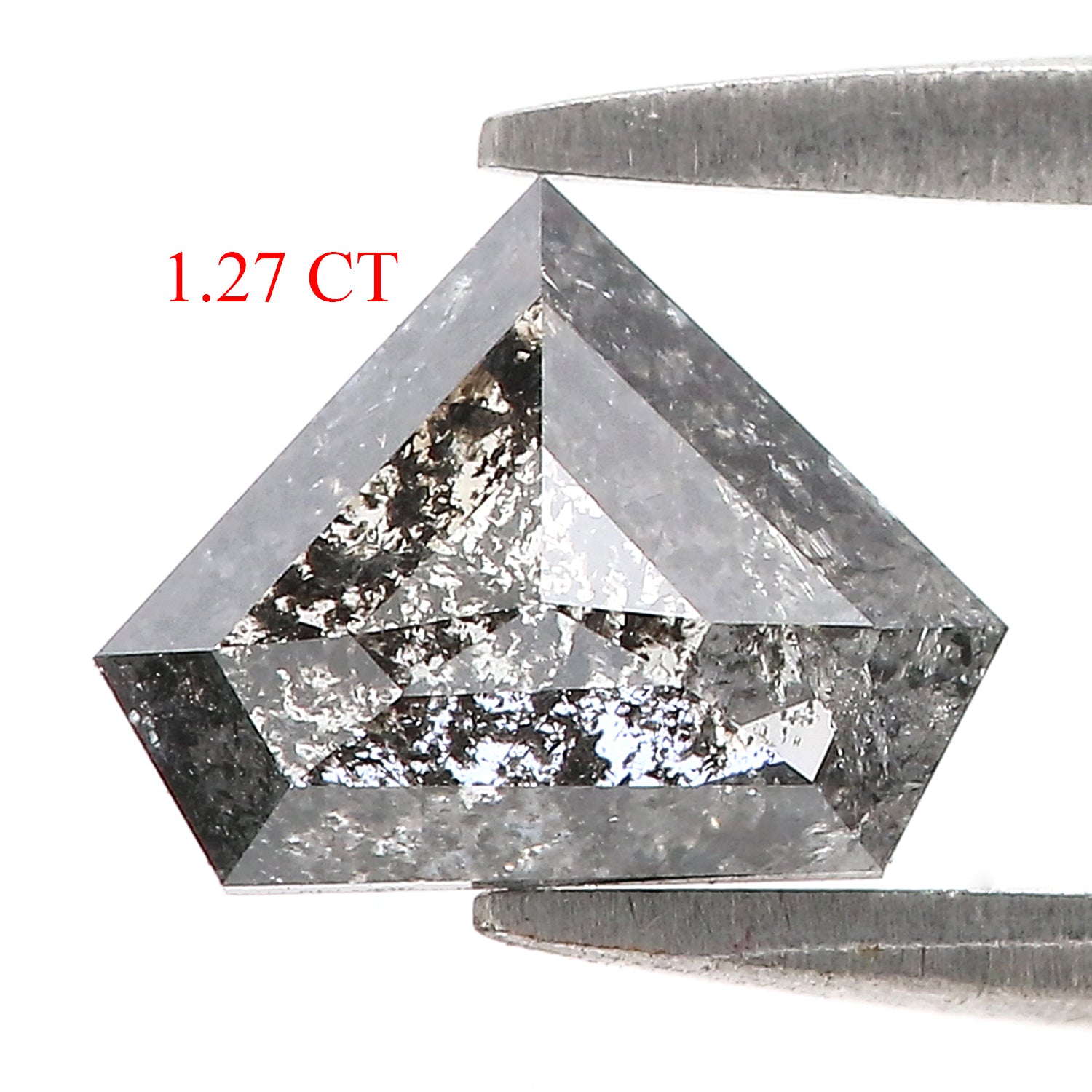 1.27 CT Natural Loose Shield Cut Diamond Black Grey Color Diamond 6.90 MM Natural Loose Diamond Salt And Pepper Shield Shape Diamond QL9278