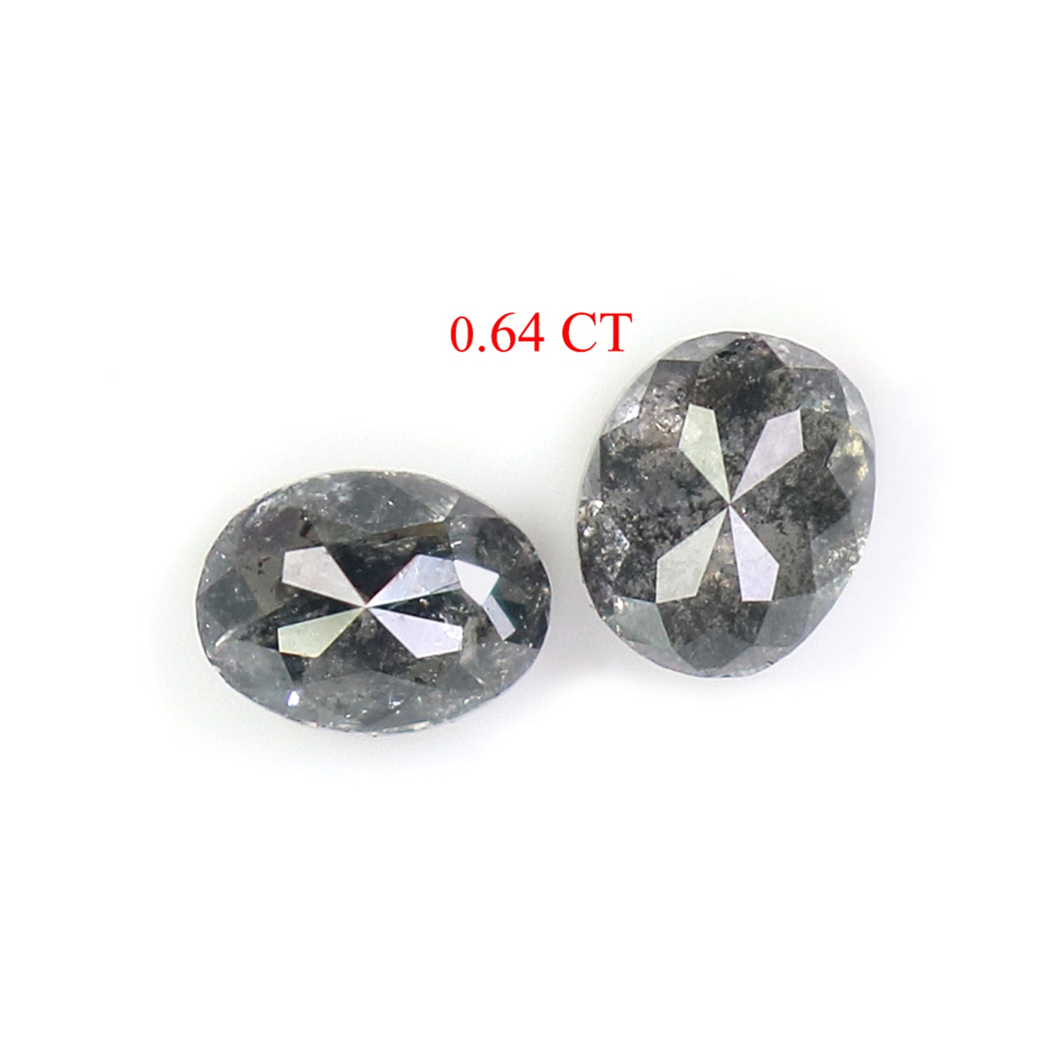 0.64 CT Natural Loose Oval Cut Pair Diamond Salt And Pepper Oval Shape Diamond 4.50 MM Natural Black Grey Color Oval Rose Cut Diamond L502