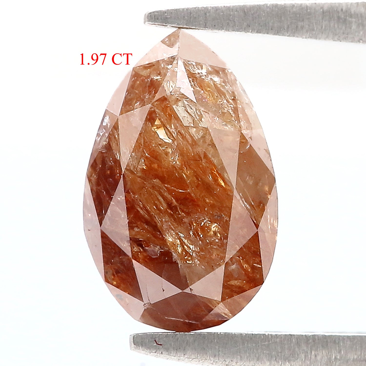 Natural Pear Brown Diamond 1.97 CT Loose Rose Cut Brown Stone 9.50 MM Rustic Diamond Pear Diamond For Custom Engagement Ring L3653