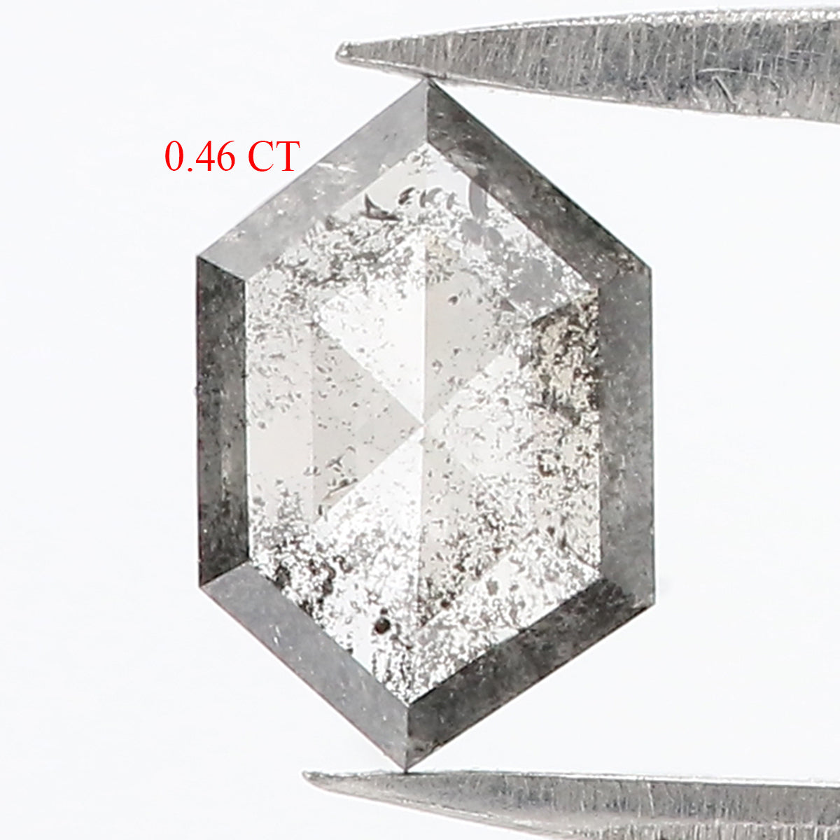 0.46 CT Natural Loose Hexagon Shape Diamond Salt And Pepper Hexagon Cut Diamond 7.50 MM Natural Black Grey Hexagon Rose Cut Diamond QL3132
