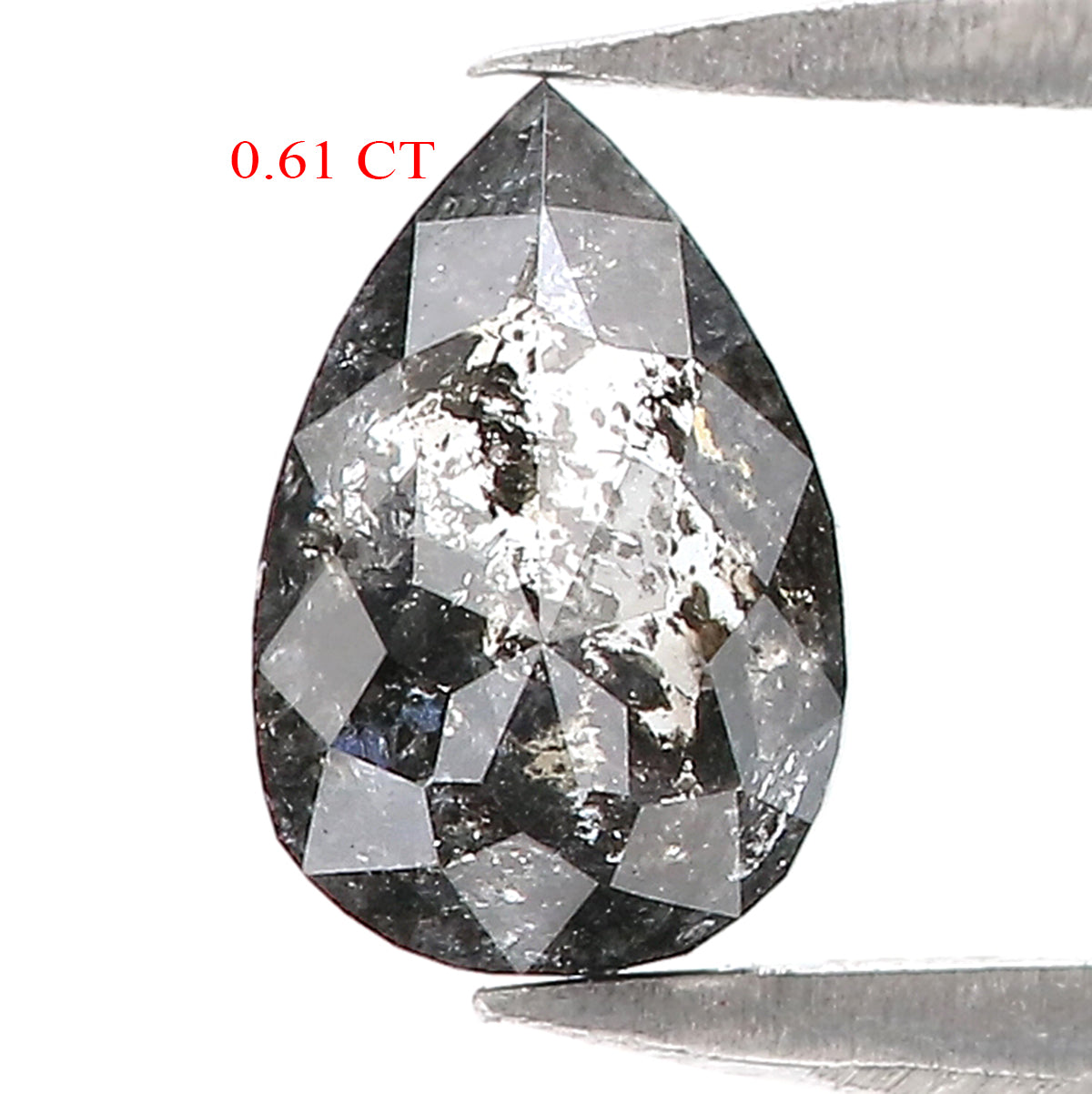 0.61 CT Natural Loose Pear Diamond Salt And Pepper Pear Diamond Natural Loose Diamond 6.70 MM Pear Rose Cut Diamond Pear Cut Diamond LQ3026