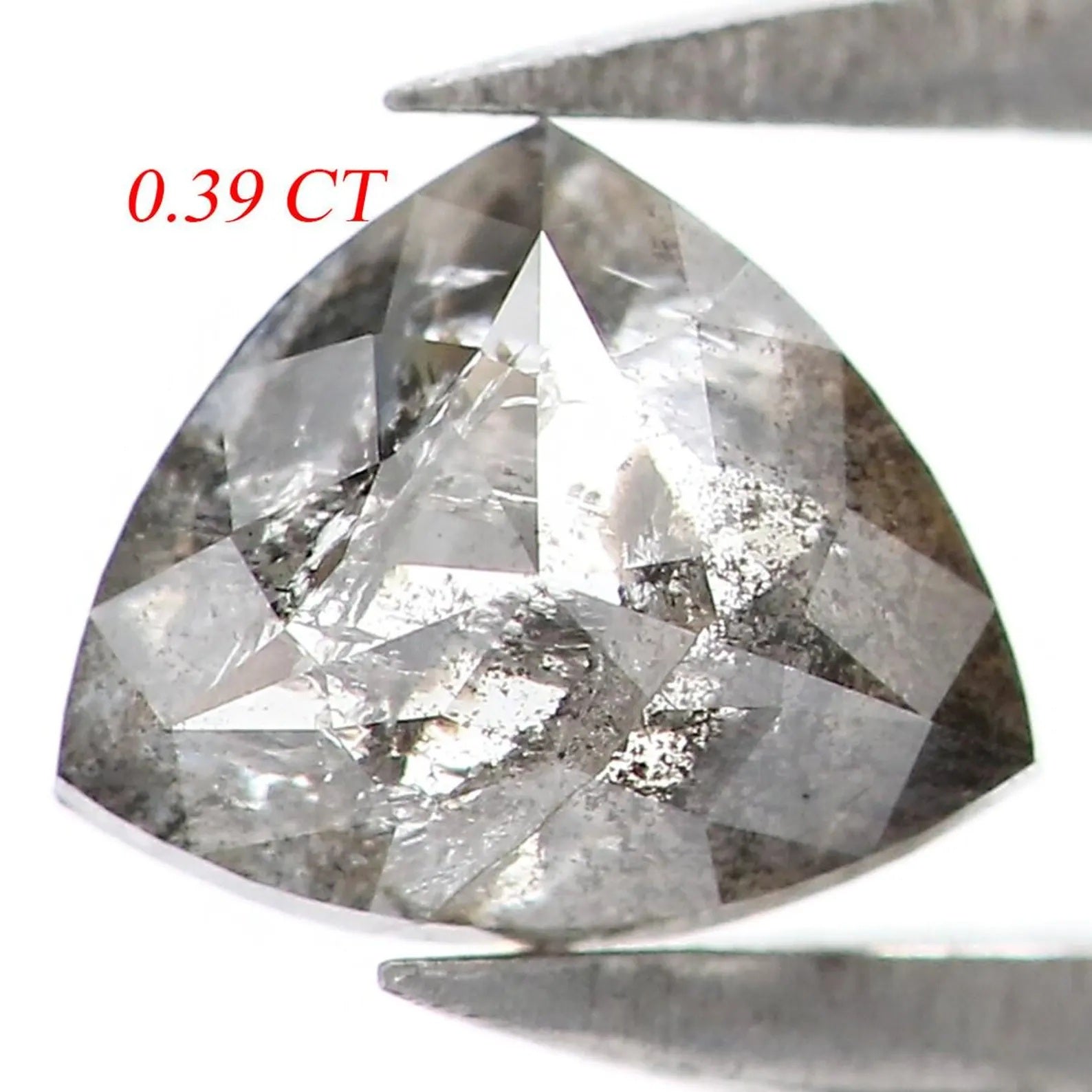 0.39 CT Natural Loose Triangle Diamond Salt And Pepper Triangle Diamond 4.35 MM Natural Black Grey Color Triangle Rose Cut Diamond NQ9974