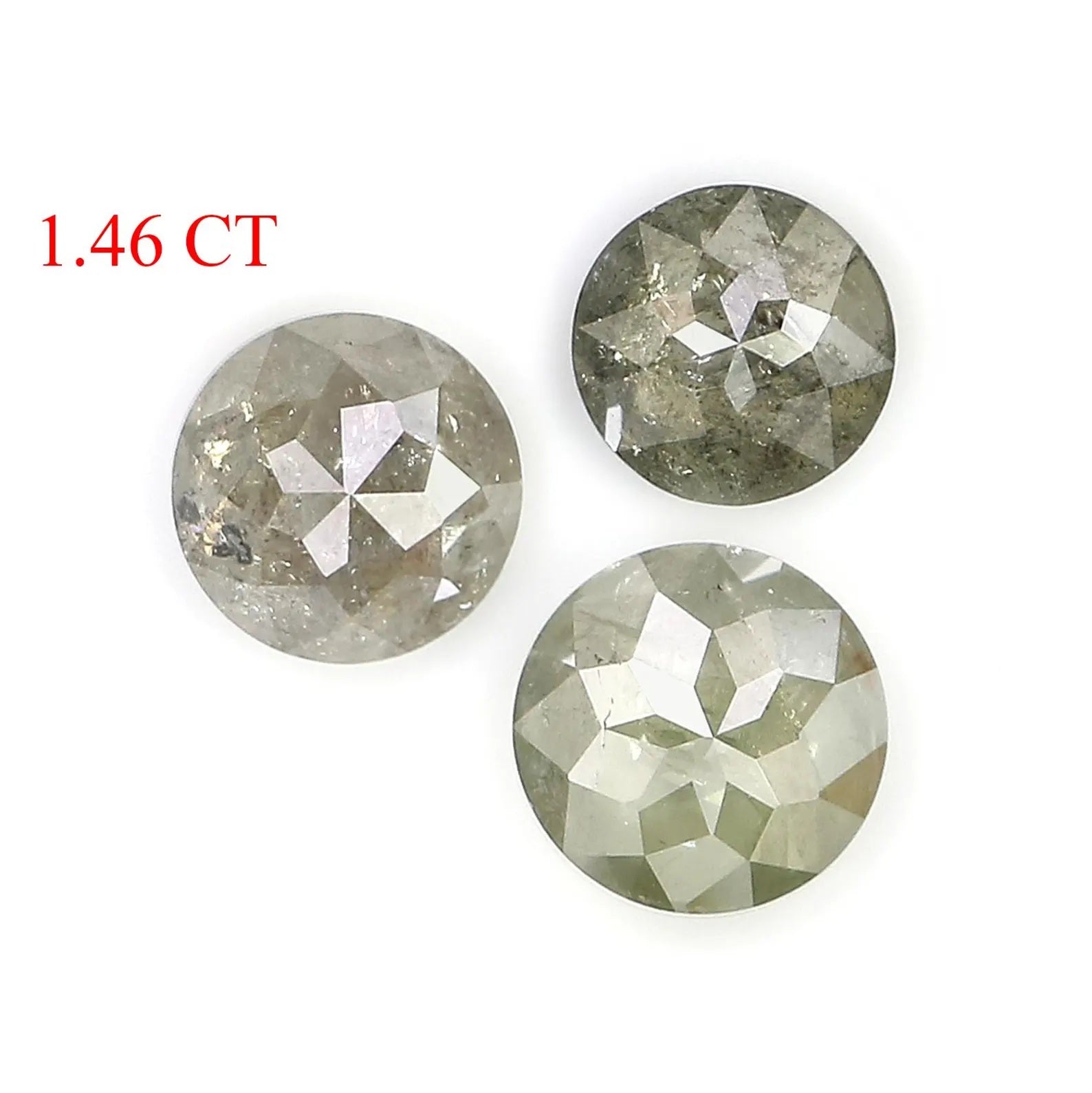 1.46 CT Natural Loose Round Shape Diamond Gray Color Round Diamond 4.60 MM Natural Loose Diamond Yellow Color Round Rose Cut Diamond NQ456