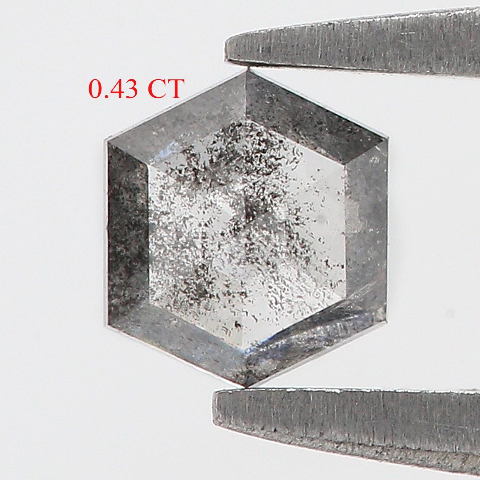 0.43 Ct Natural Loose Hexagon Shape Diamond Salt And Pepper Hexagon Diamond 5.00 MM Natural Black Grey Color Hexagon Rose Cut Diamond QN601