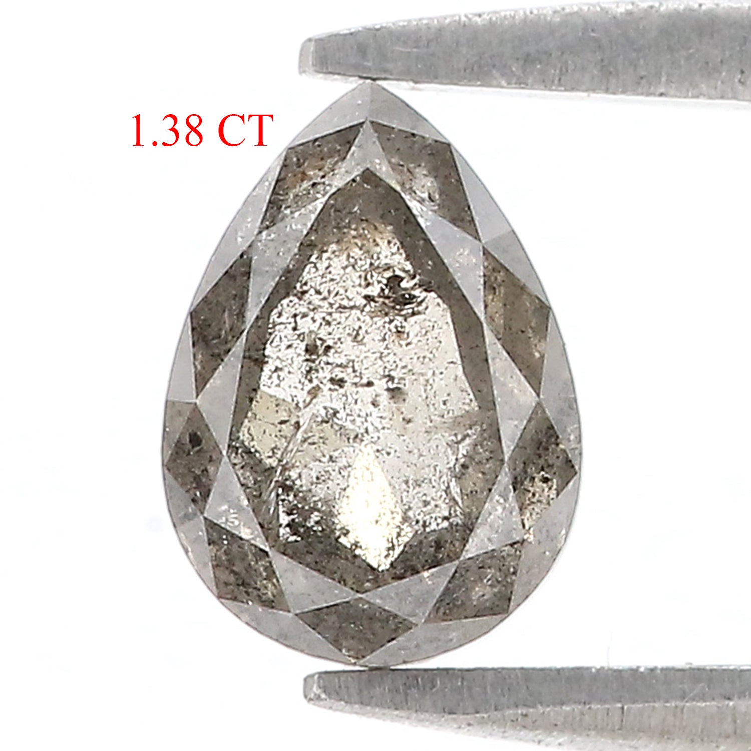 1.38 CT Natural Loose Pear Shape Diamond Salt And Pepper Pear Diamond 8.00 MM Natural Loose Black Grey Color Pear Rose Cut Diamond L3506